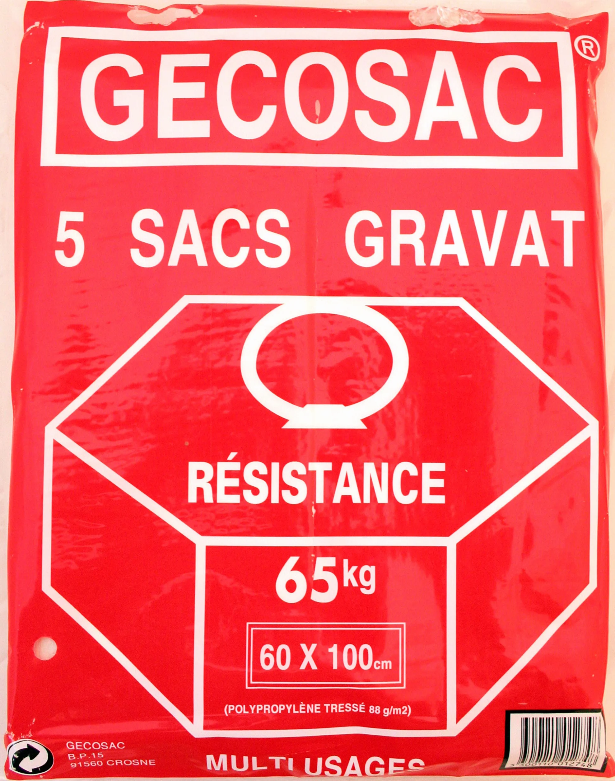 Sacs Gravats Levée de Charge 65 Kg 60 x 100 cm Universel Blanc
