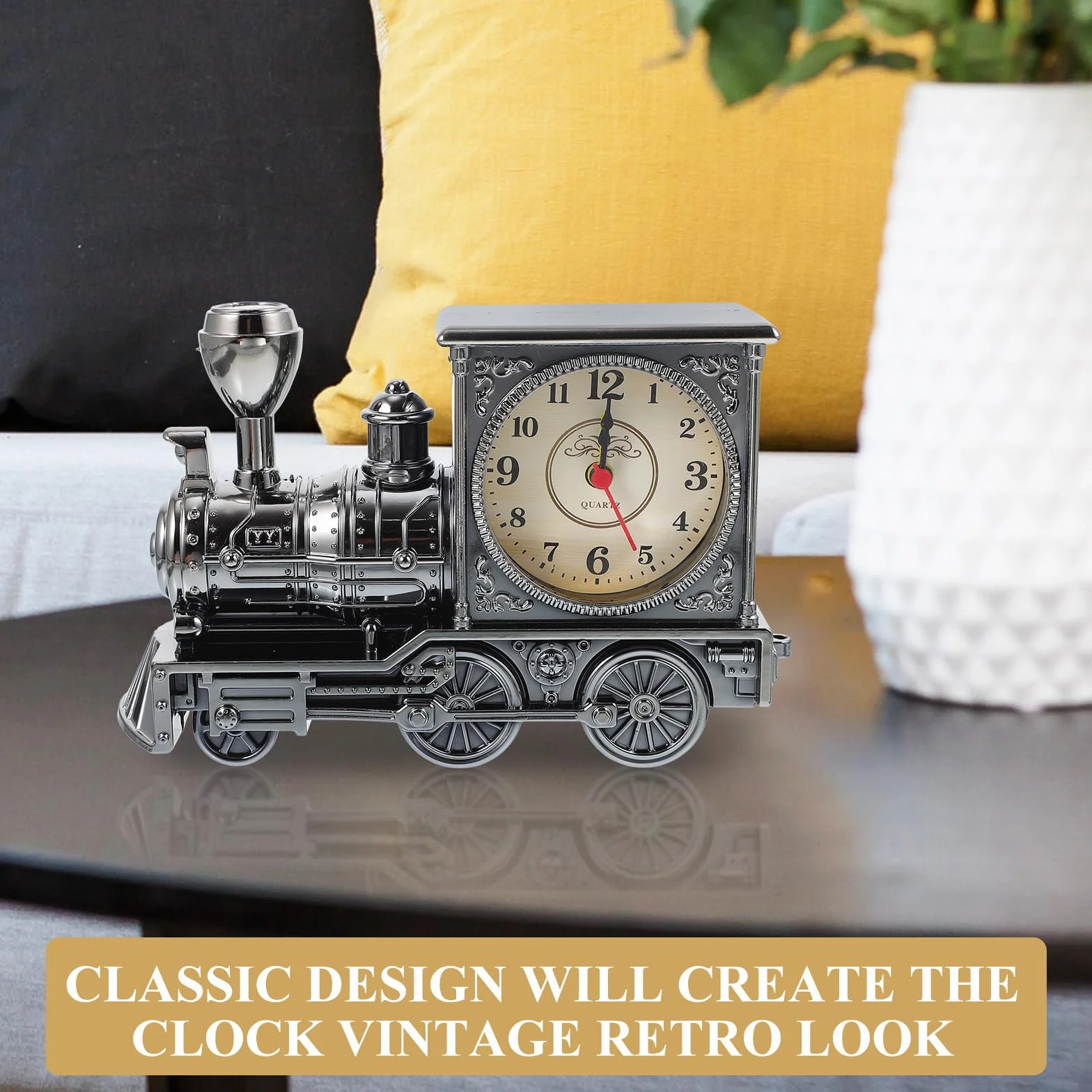 VOSAREA Décoration Table Figurine Train Réveil Horloge Digitale Modèle Train D'époque Steampunk Décor Rétro