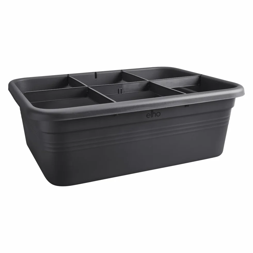 Elho Green Basics Grow Garden I Plateau de Semis Jardinière d'Herbes Plastique Recyclé 76.3 x 57.4 x 26.8 cm Noir