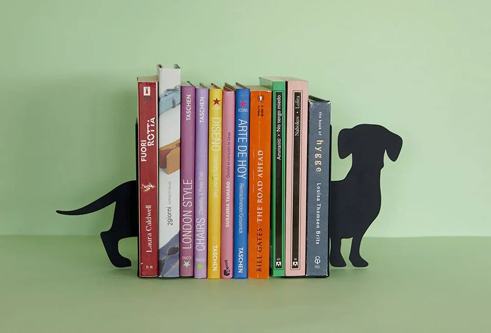 Balvi Serre-Livres Teckel Noir Support de Livres Métal 2 unités
