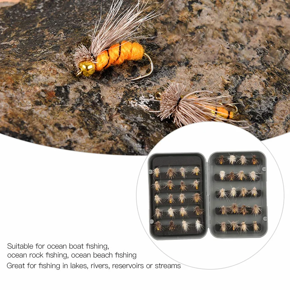 Mouches de Pêche Tenkara, 40 Pièces, Kebari, Mouches Sèches, pour Pêche à la Truite, Rivière, Ruisseau de Montagne