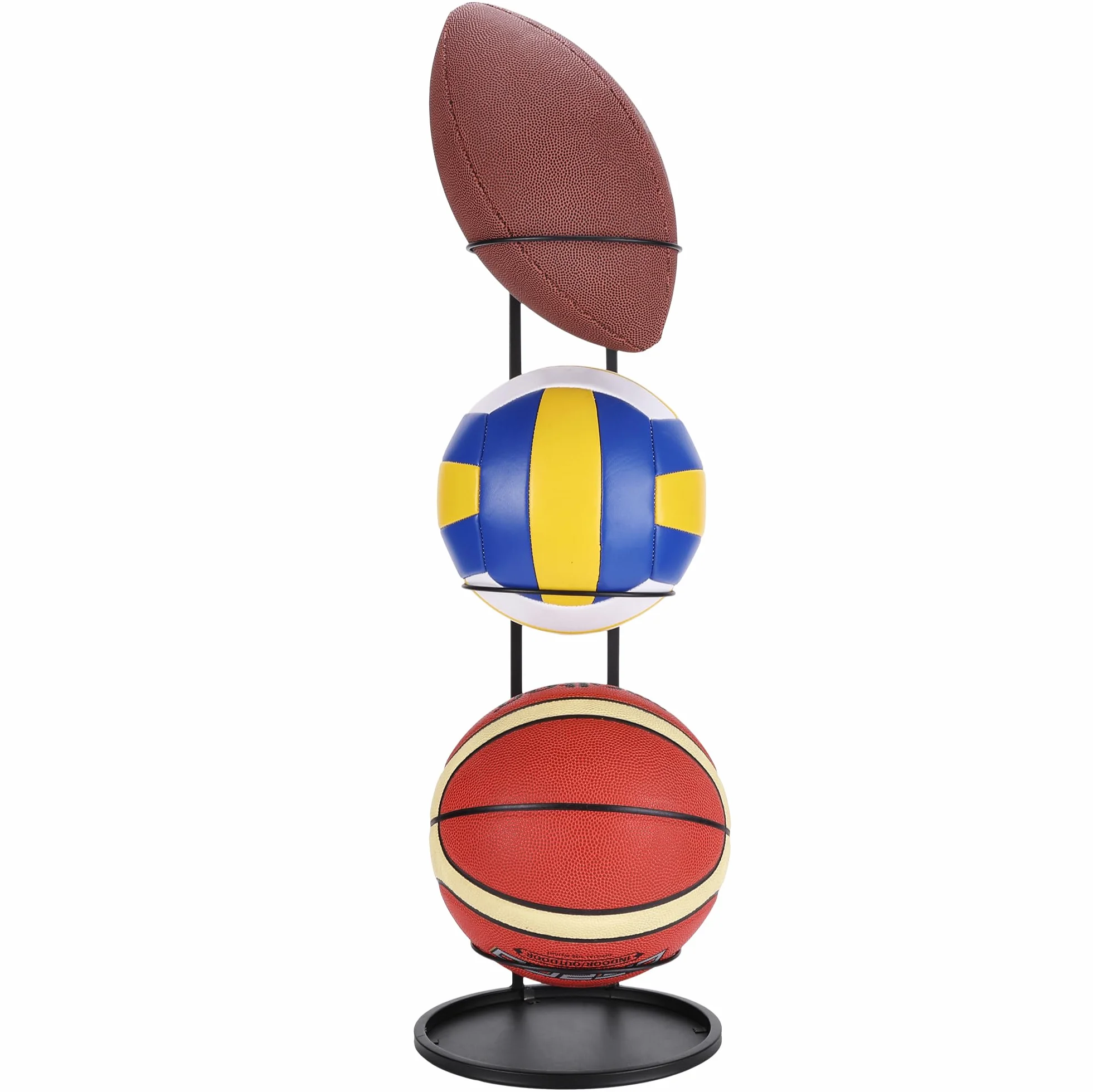 Navaris Support Ballon Foot - Rangement Ballon de Volleyball Basket en Acier Carbon 70 x 24,5 cm avec 3X Socle - Range Ballon pour Salle de Sport Garage Entrée de Maison
