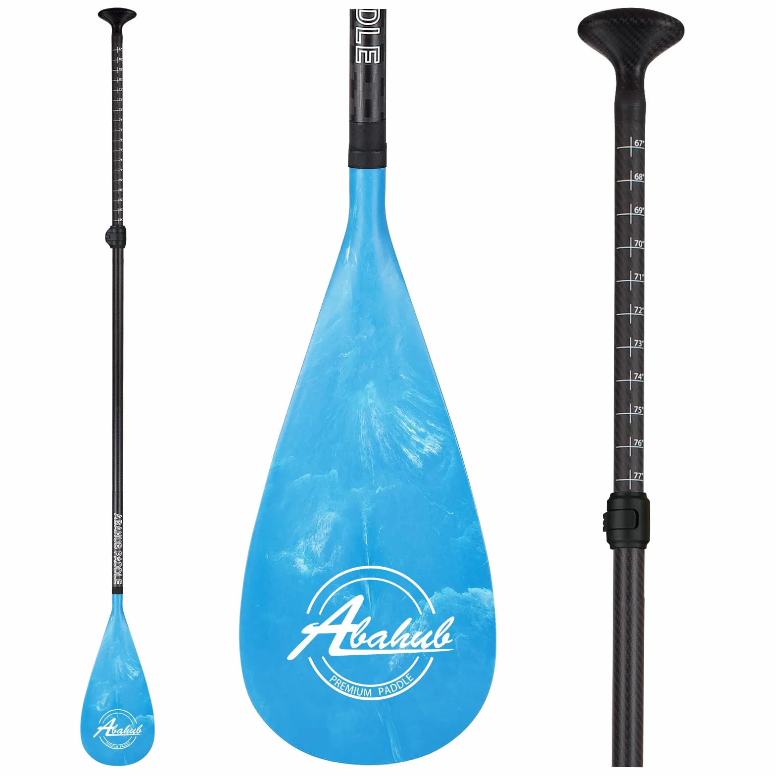 Abahub Pagaie Paddle Carbone avec Paddlesac Sup Paddle Extensible 170-218cm pour Sup Planche Surf Manche en Carbon, Plastique Pale en Wave Print Noir/Gris/Bleu/Orange/Rouge/Jaune