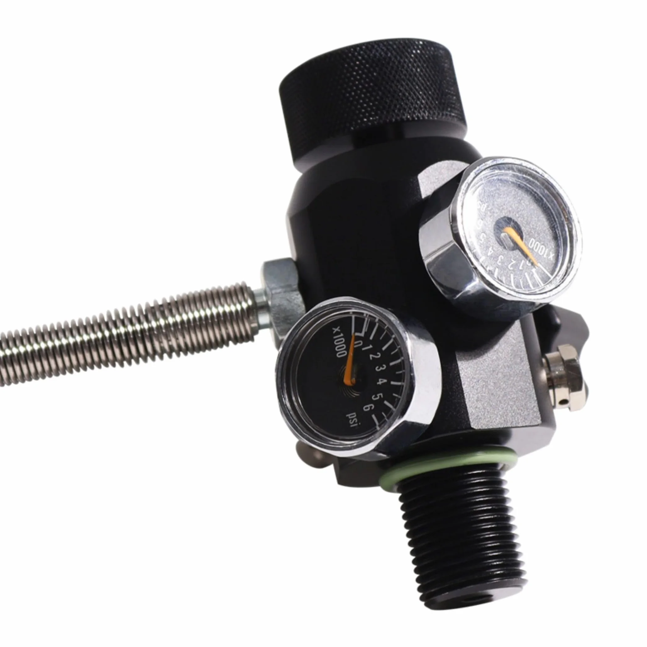TUXING M18 x 1,5 Filetage 4500 psi Paintball Station de remplissage PCP Régulateur de pistolet à air double jauge Valve de réservoir d'air avec tuyau haute pression de 50,8 cm (non régulé) pour