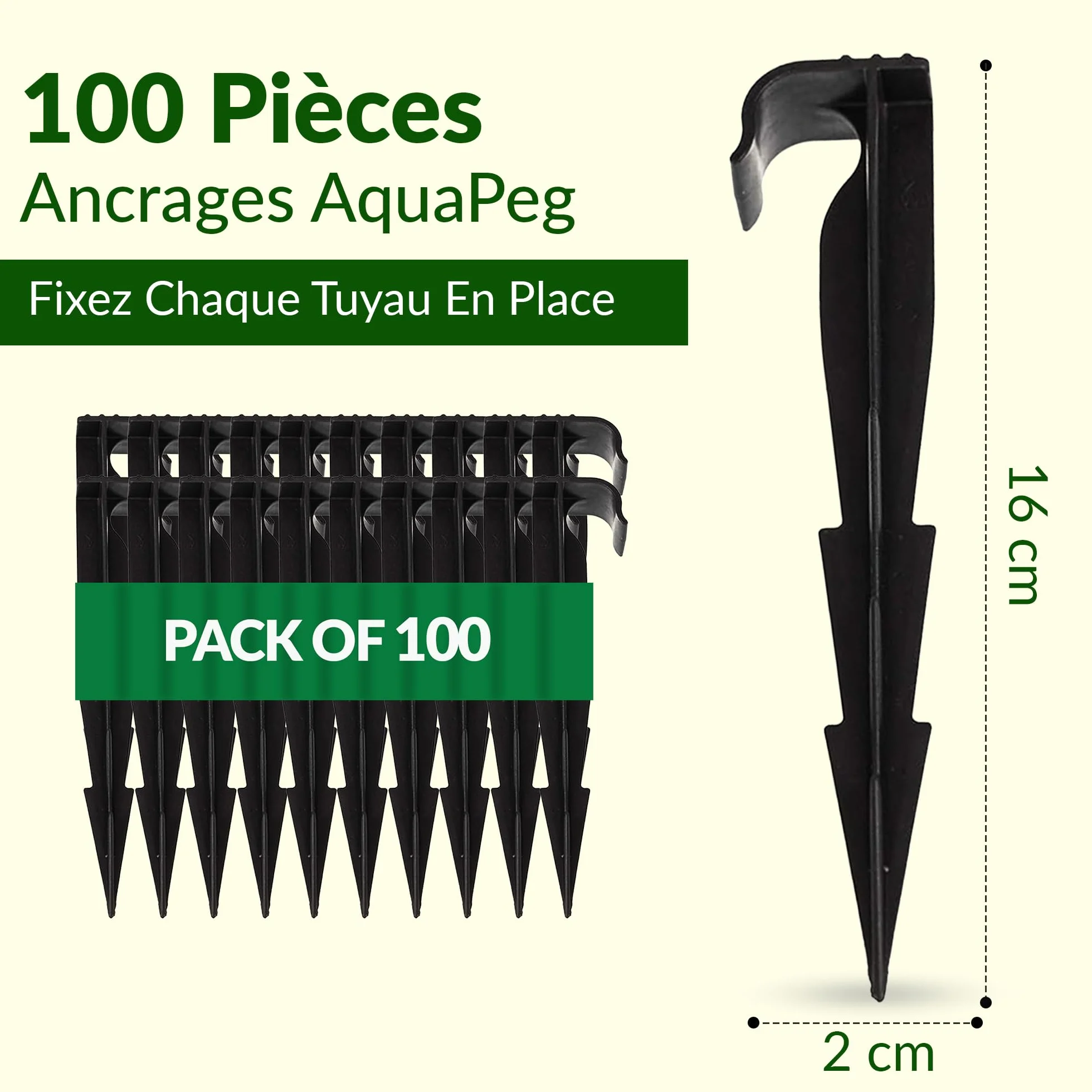 GARDENIX Lot de 100 AquaPEG piquets de Fixation pour Ligne d'égouttement