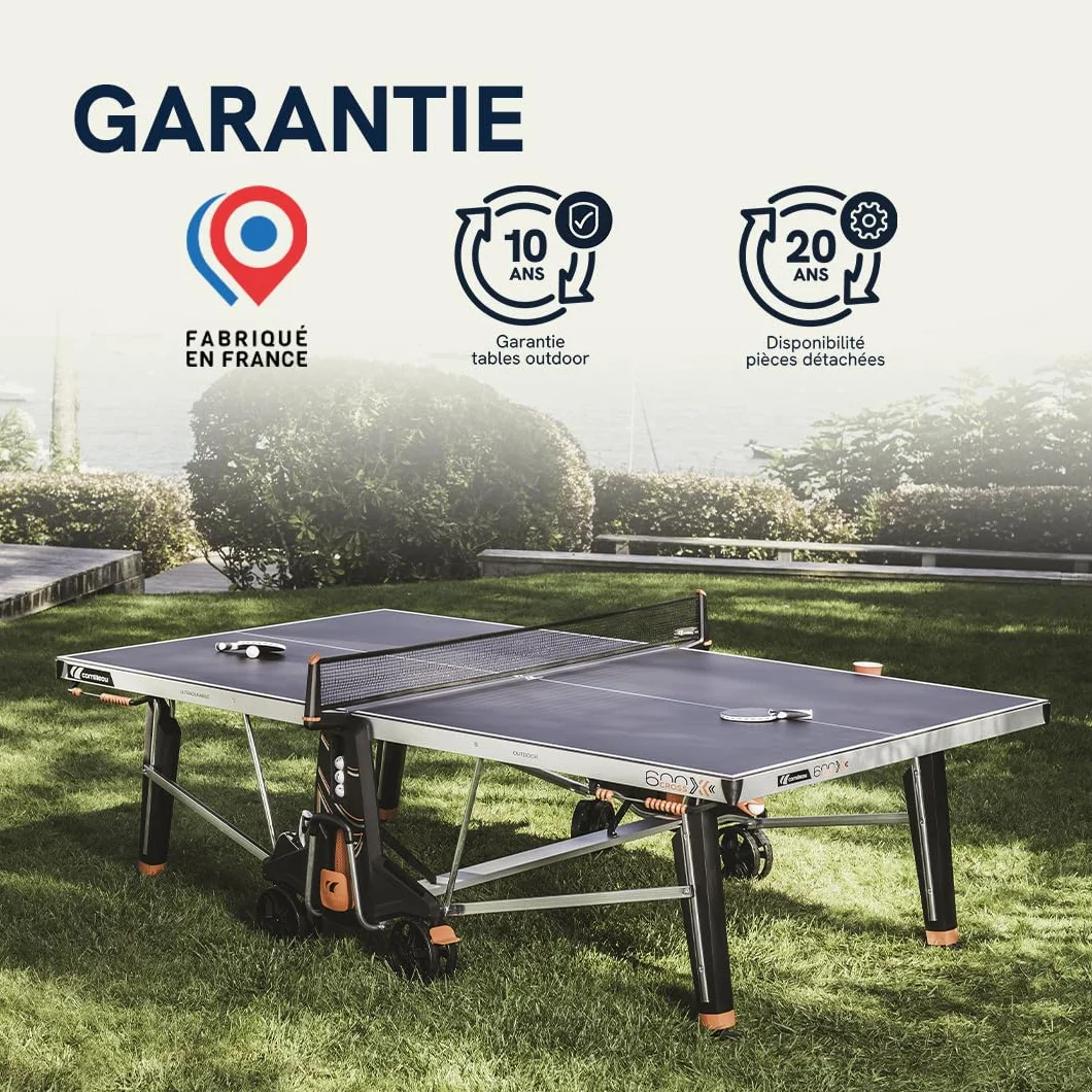 Cornilleau 600X Table de Ping Pong d'Extérieur Loisir Made in France Plateau Bleu Noir 7mm