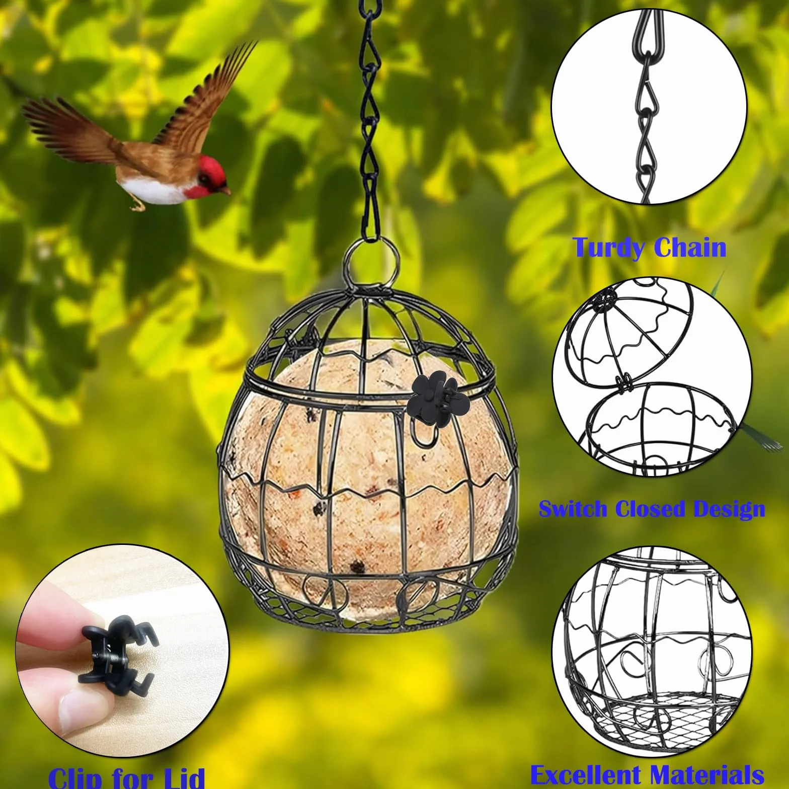 Mangeoire Oiseaux Extérieur Lot de 4, Bird Feeder Suspendue Crochets en Forme de S Métal