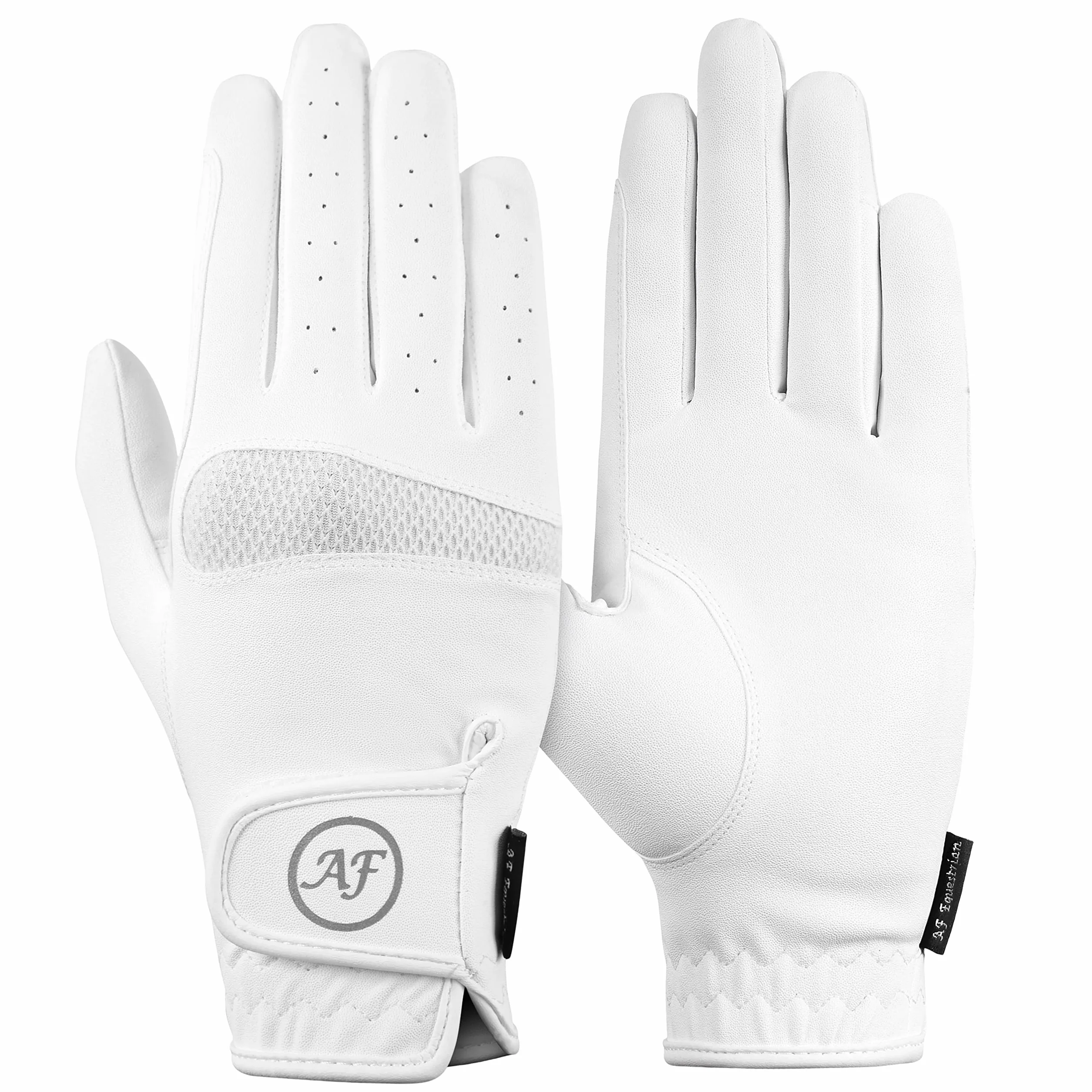 AFE Gants d'équitation en cuir synthétique Sereno respirant pour femme Blanc