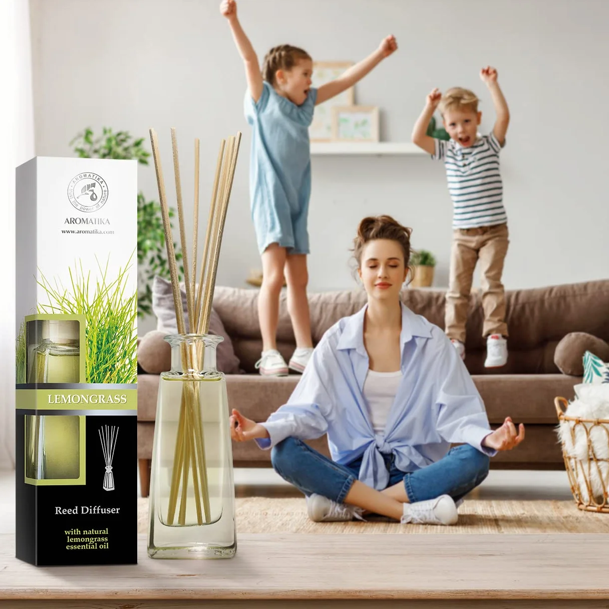 Diffuseur de Parfum Citronnelle 100ml - Huile Essentielle Naturelle - Reed Diffuser Lemongrass