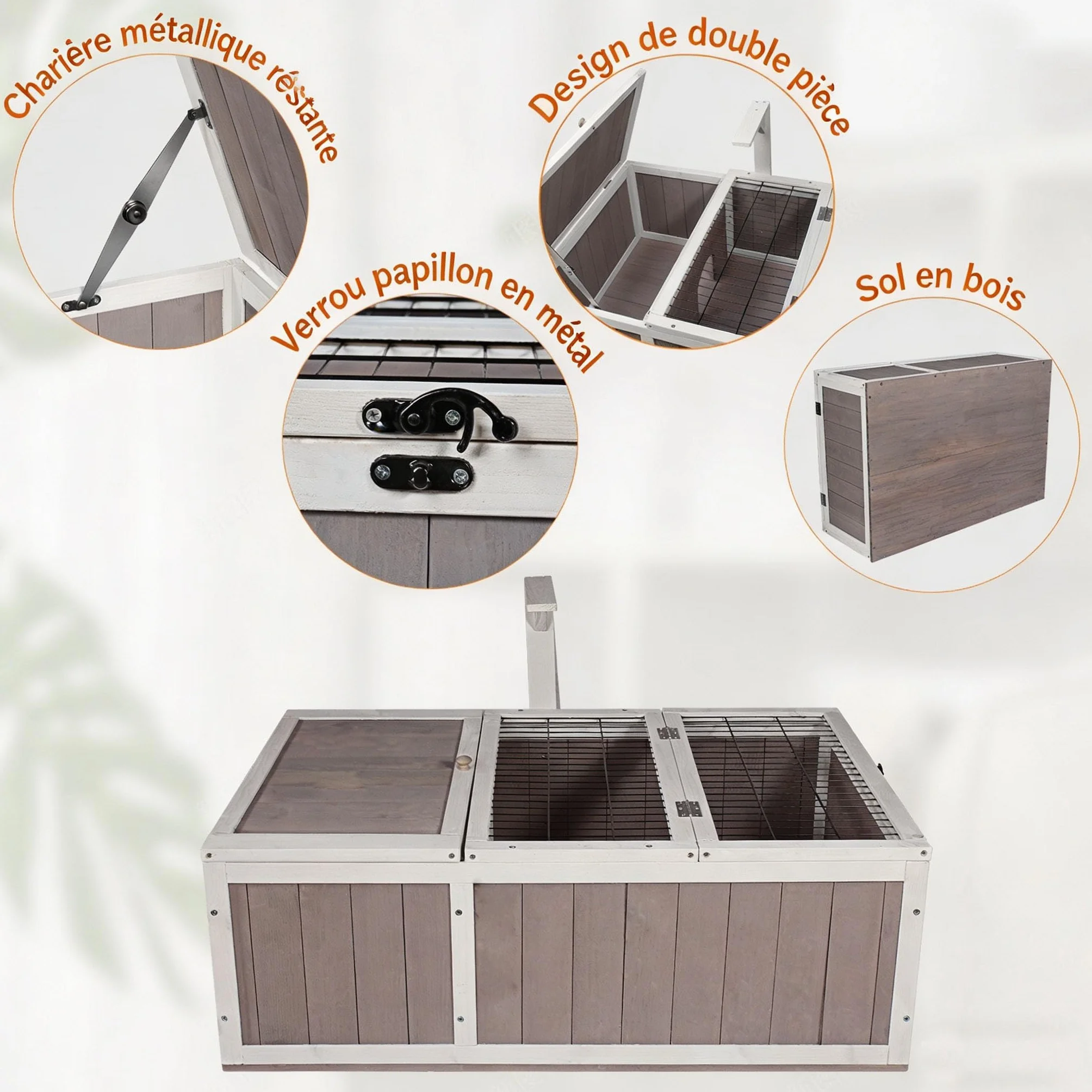 Maison de Tortue Clôture d'Habitat Petite Cabane en Bois Intérieur Extérieur 91.5 x 61 x 33 cm