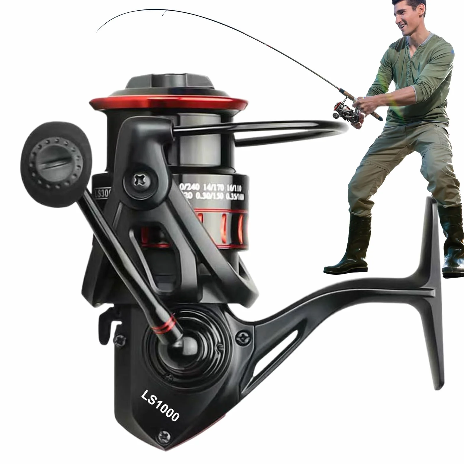 Moulinet de pêche ergonomique antidérapant pour mer, côte, glace et eau douce
