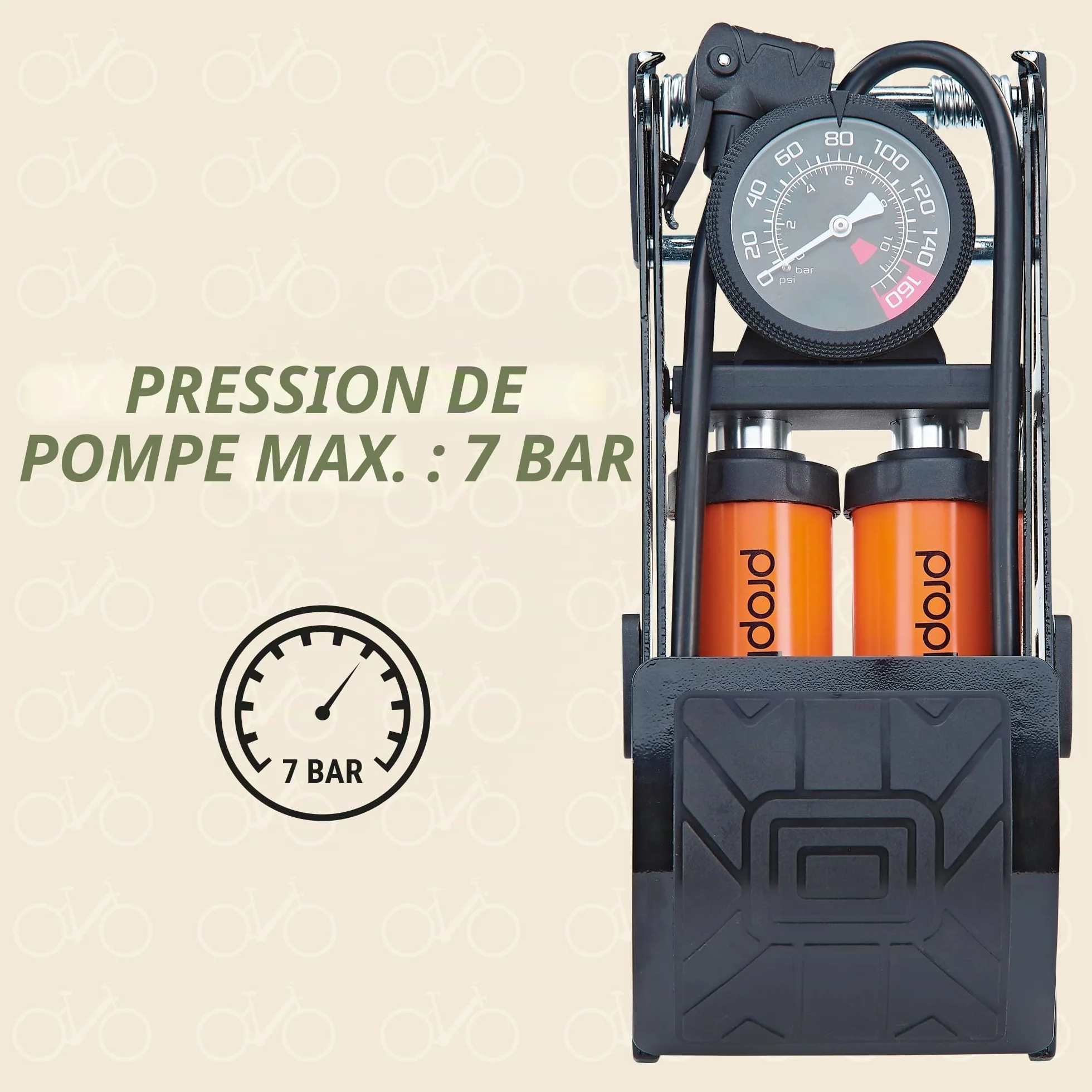 Prophete Pompe à air, Pompe à vélo, Pompe sur Pied et à Pied pour Tous Les Types de valves
