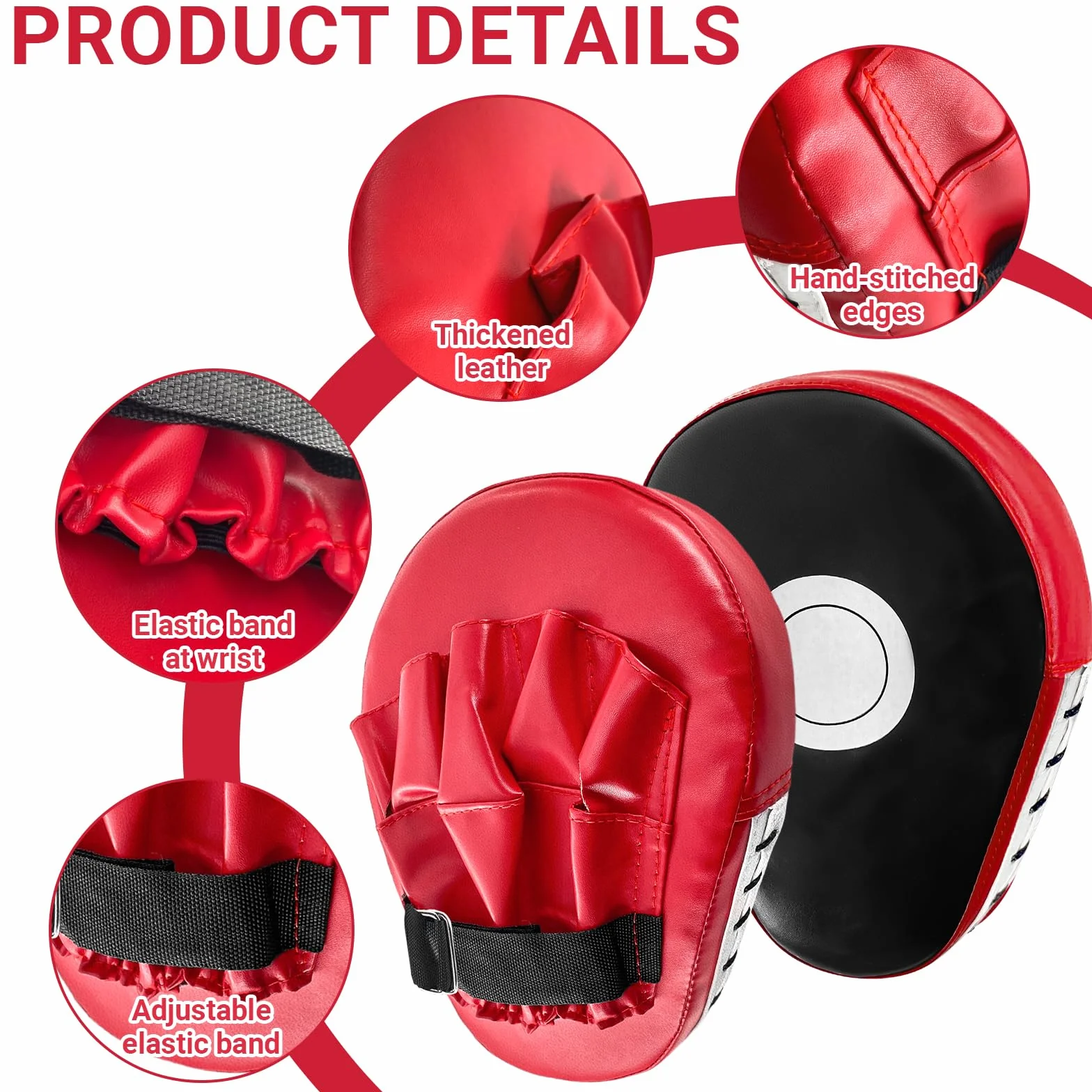 Mitaines de Boxe en Cuir avec Crochet et jab pour Kickboxing Bras incurvé Bouclier de Frappe pour Arts Martiaux Muay Thai Entraînement