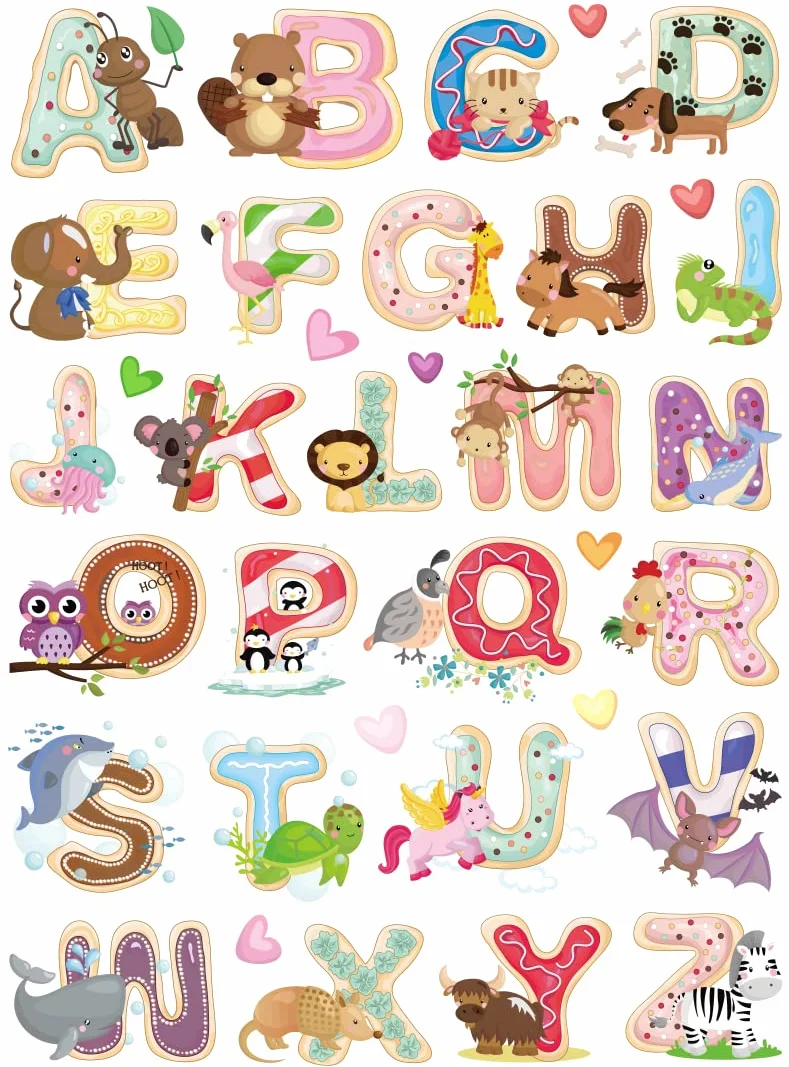 Stickers fenêtre enfant VOITURE + LETTRES réutilisable 62 pièces animaux jungle décoratifs vitres