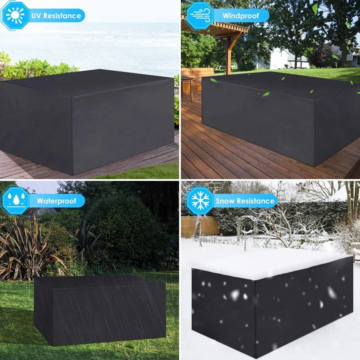 Housse de boîte de terrasse imperméable en Tissu Oxford 123 x 62 x 55 cm Noir