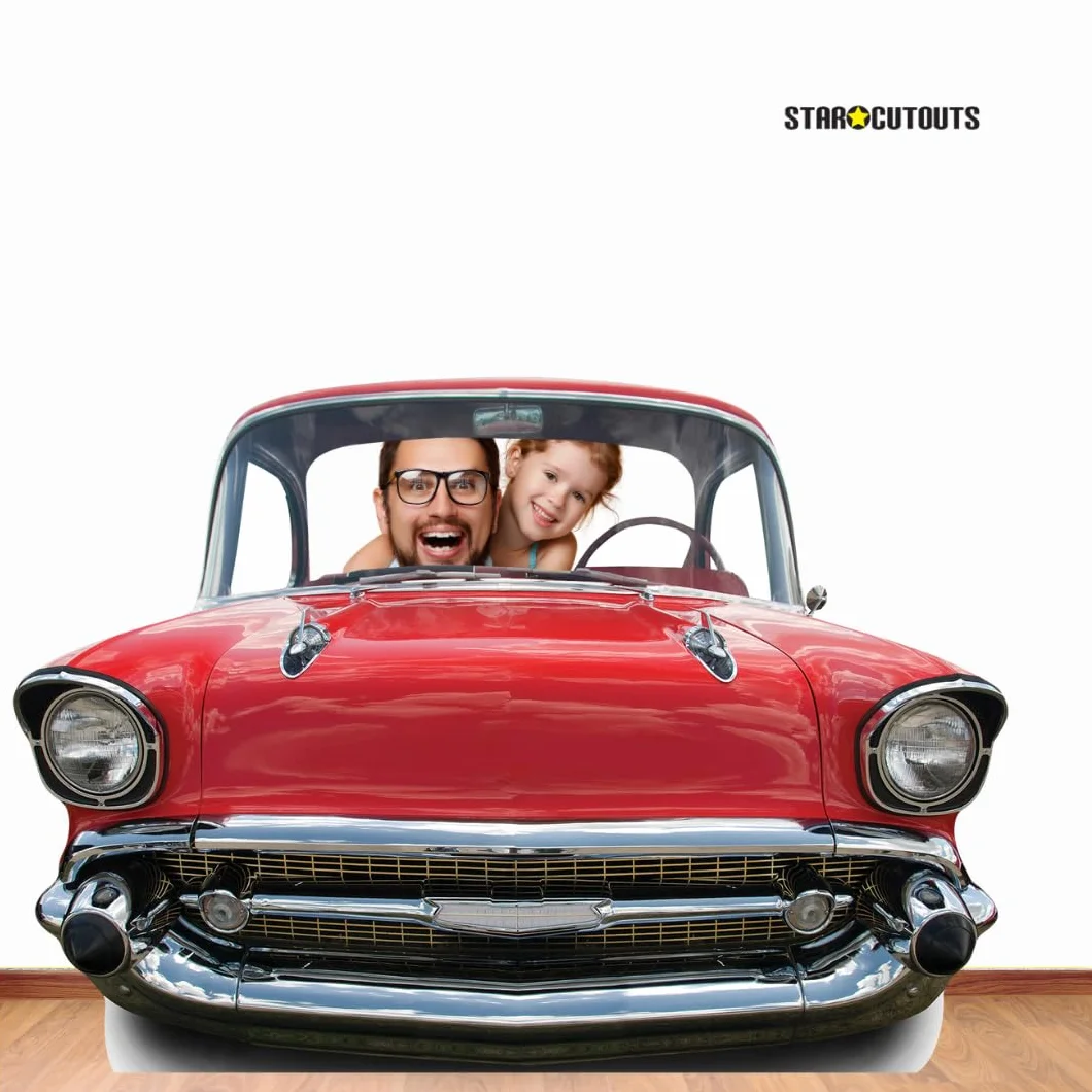 Figurine Géante Passe-Tête Voiture Rouge Petit 151 Cm