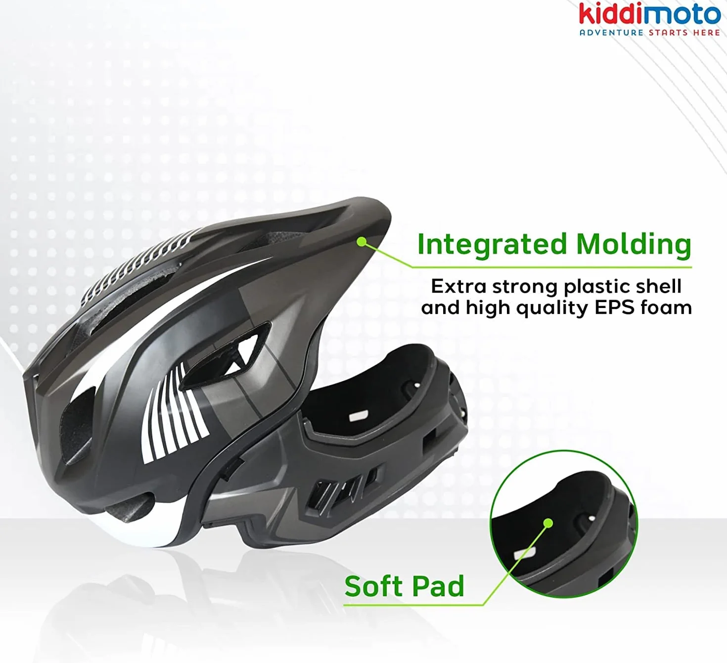 KIDDIMOTO Casque vélo intégral Noir S Plastique KMHFF05S