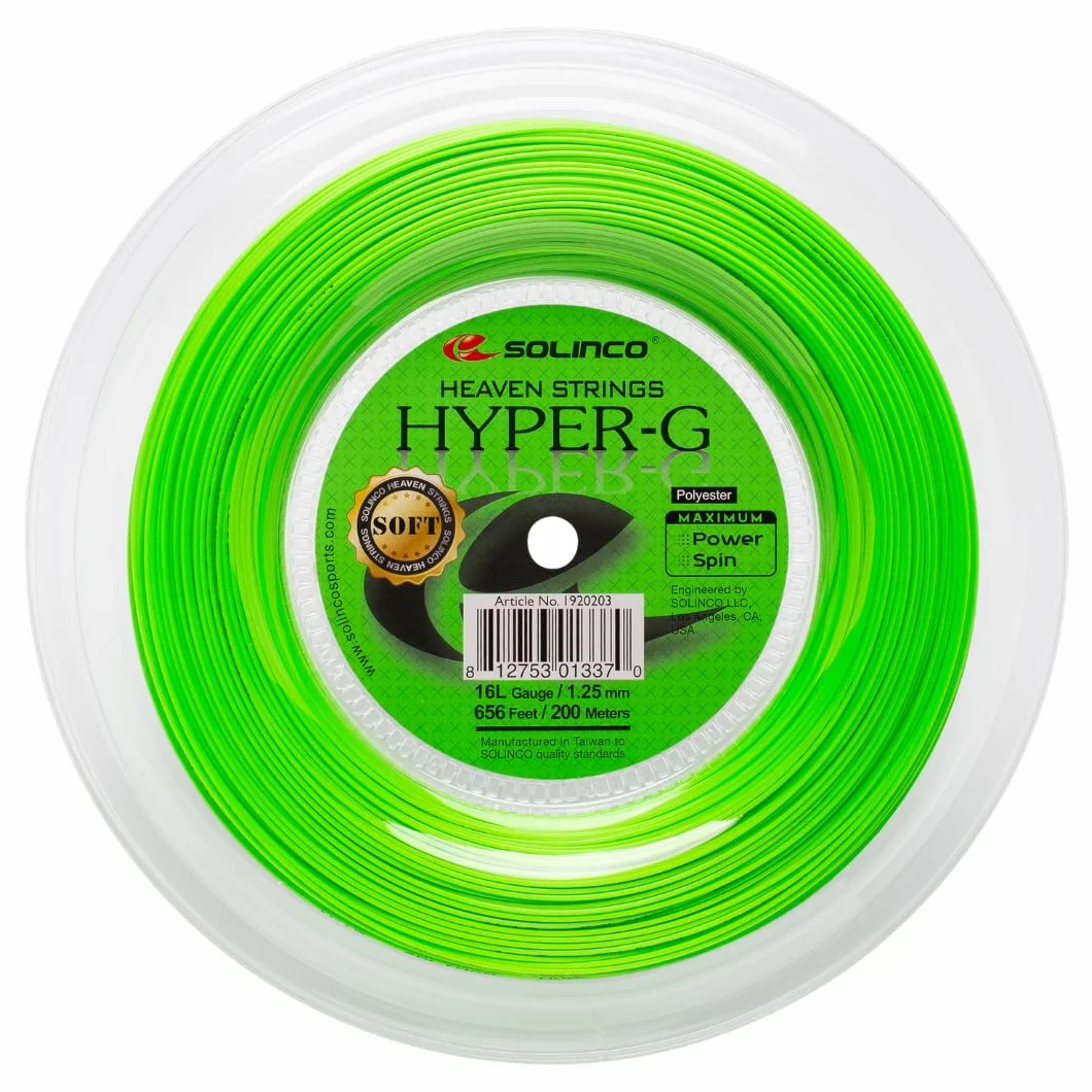 Solinco Hyper-G Bobine de corde de tennis souple de 200 m en copolyester monofilament pour puissance, rotation et contrôle