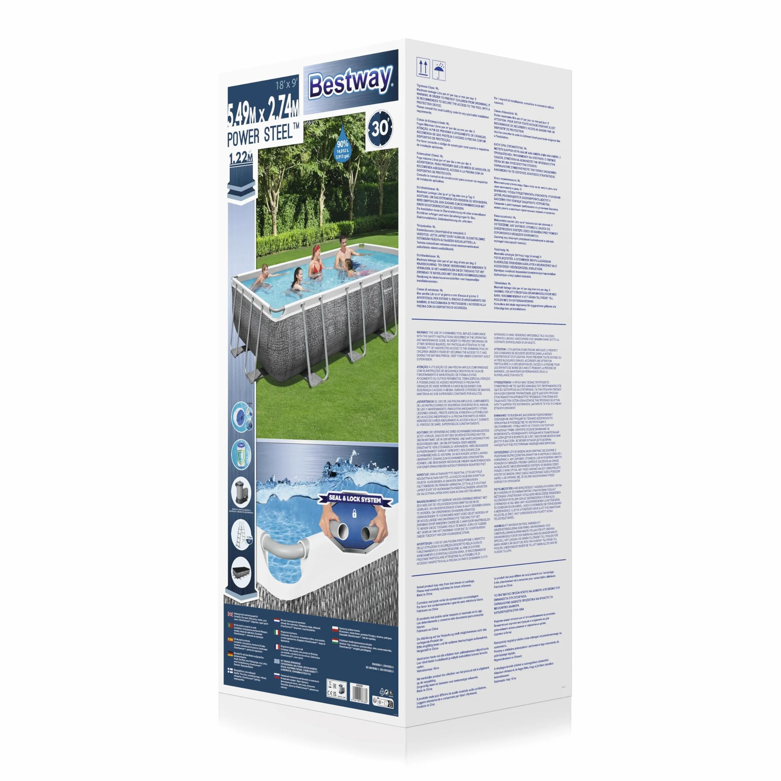 Bestway Piscine Hors Sol Rectangle Power Steel 549 x 274 x 122 cm rotin Gris