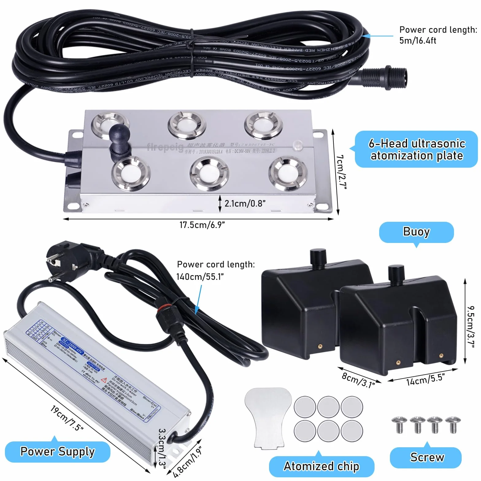 Brumisateur À Ultrasons 250W Résistant à l’Eau Tête Flottant pour Étang Halloween