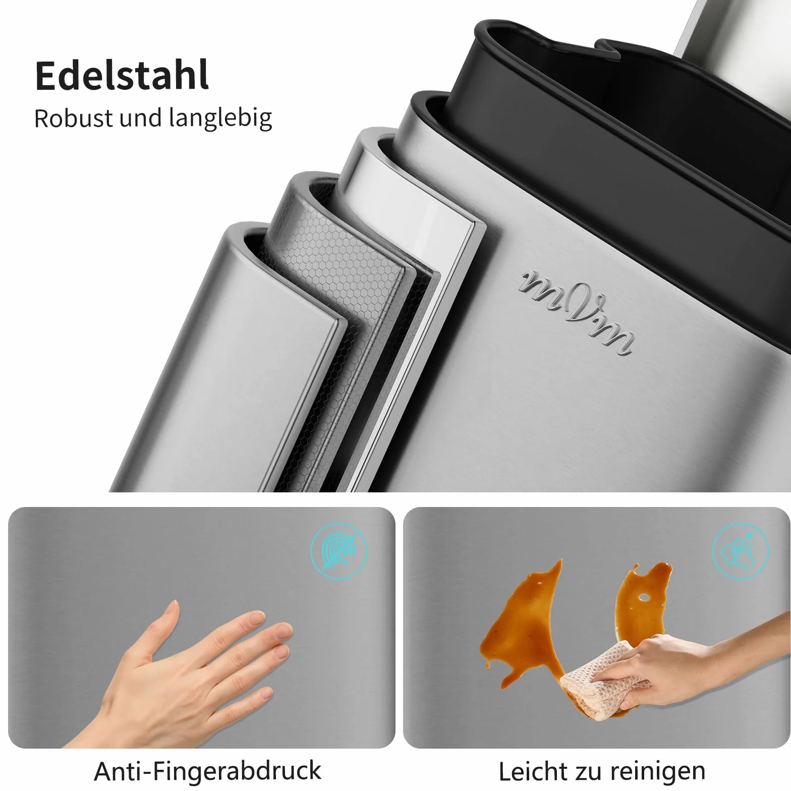 Poubelle de cuisine 30 litres acier inoxydable à pédale avec couvercle