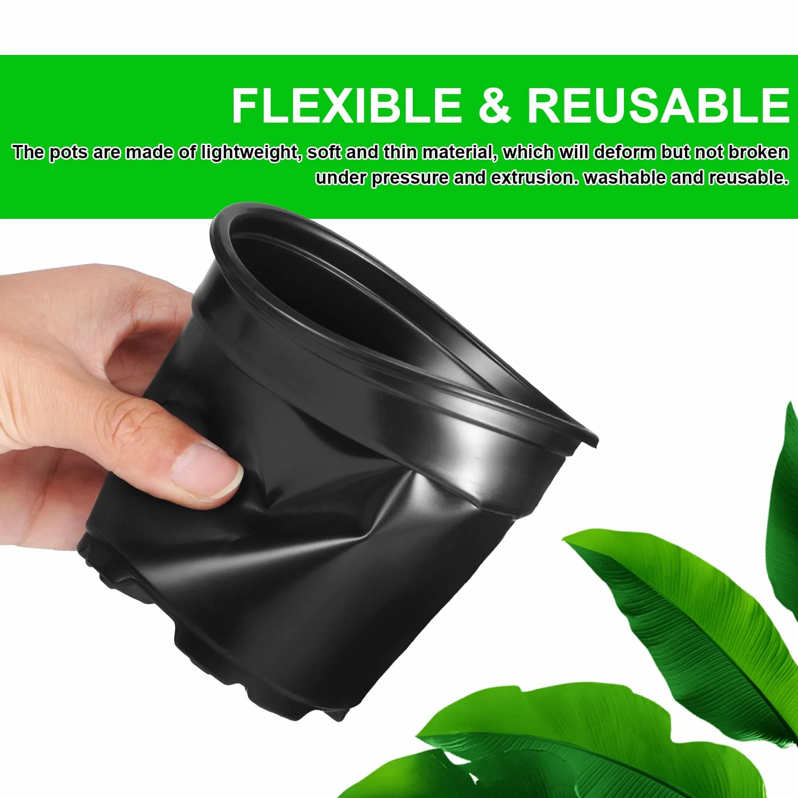 Coolty Lot de 100 pots de fleurs en polypropylène noir souple, 10,2 cm de diamètre