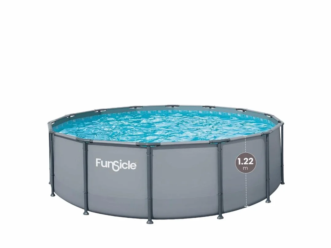 FUNSICLE Piscine Tubulaire Ronde Gris uni Ø4,57m x h1,22m