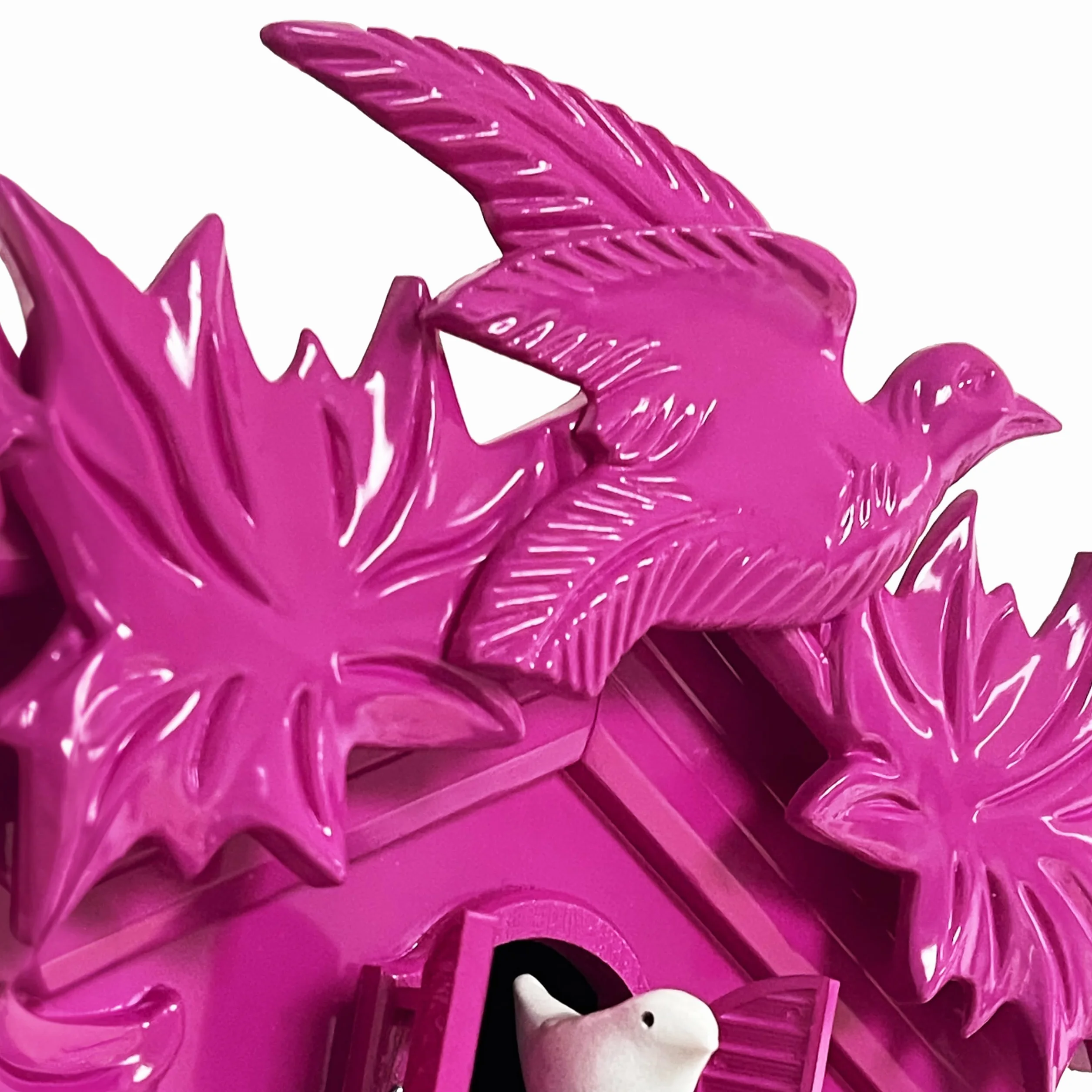 WALPLUS Coucou Horloge Pendules Murales Rose 37x20x10.5cm Plastique PVC