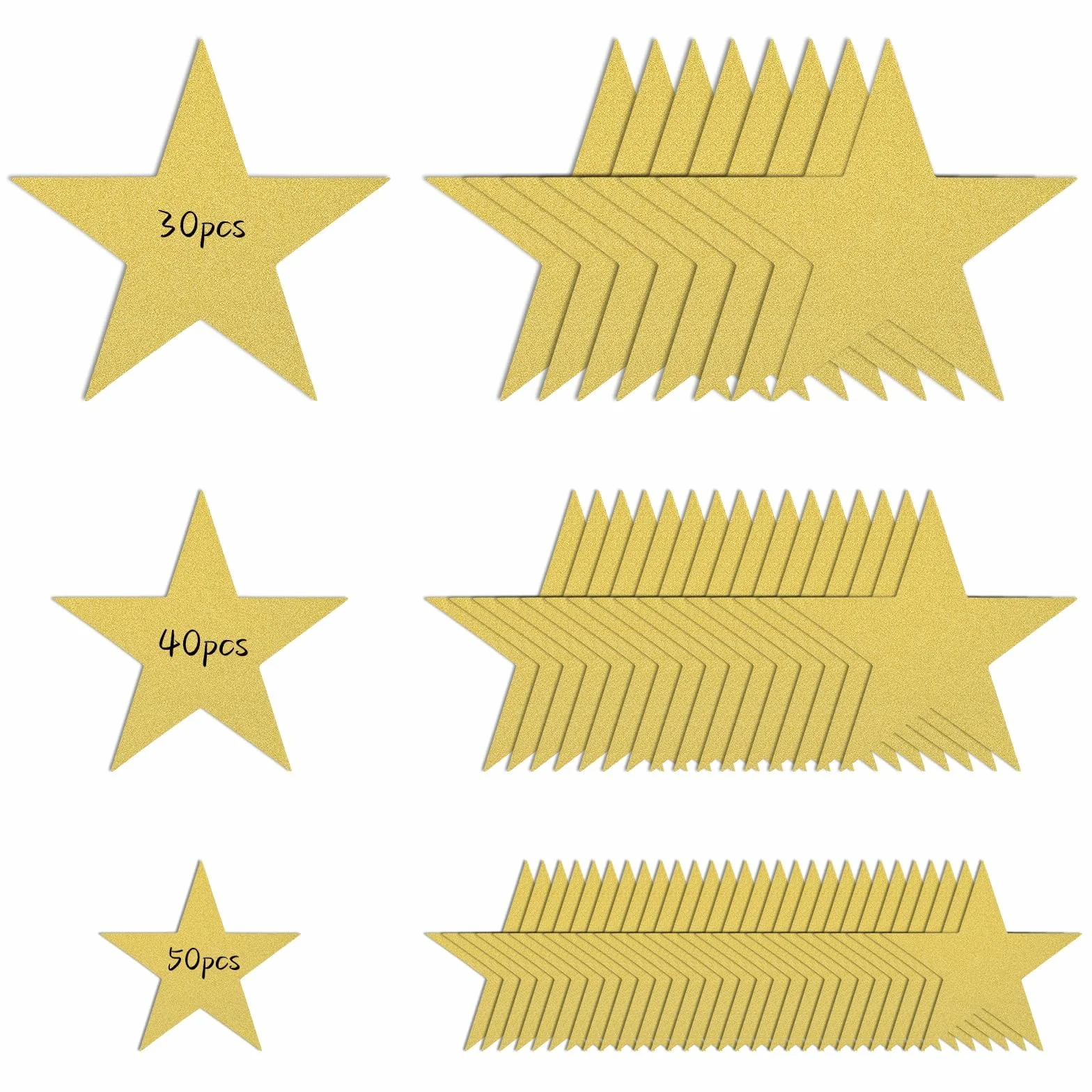 Lot de 120 découpes en papier doré pailleté étoiles 15,24 cm 12,7 cm 20,3 cm mariage fête