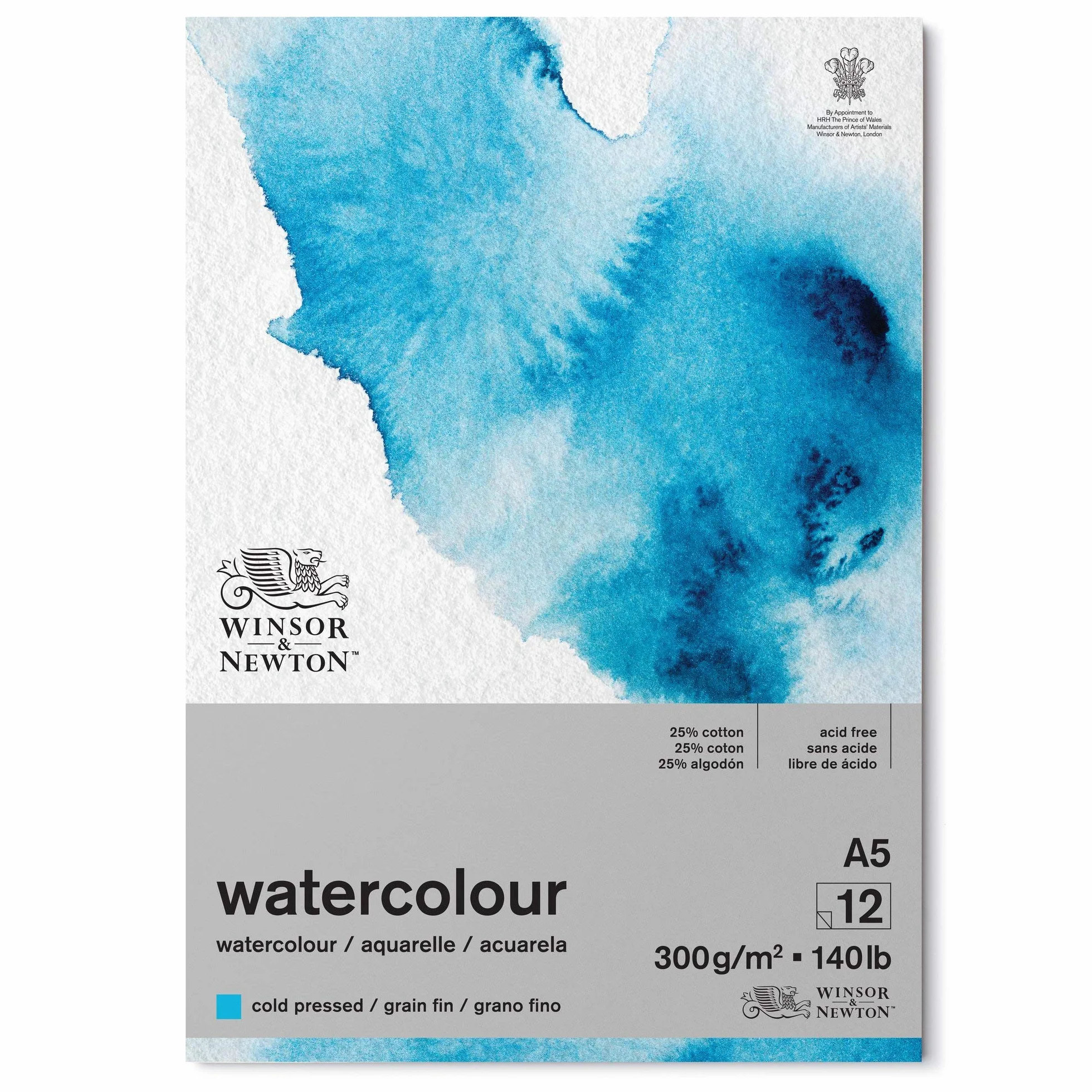 Papier Aquarelle Winsor & Newton Bloc Grain Fin 300G A5 12 Feuilles