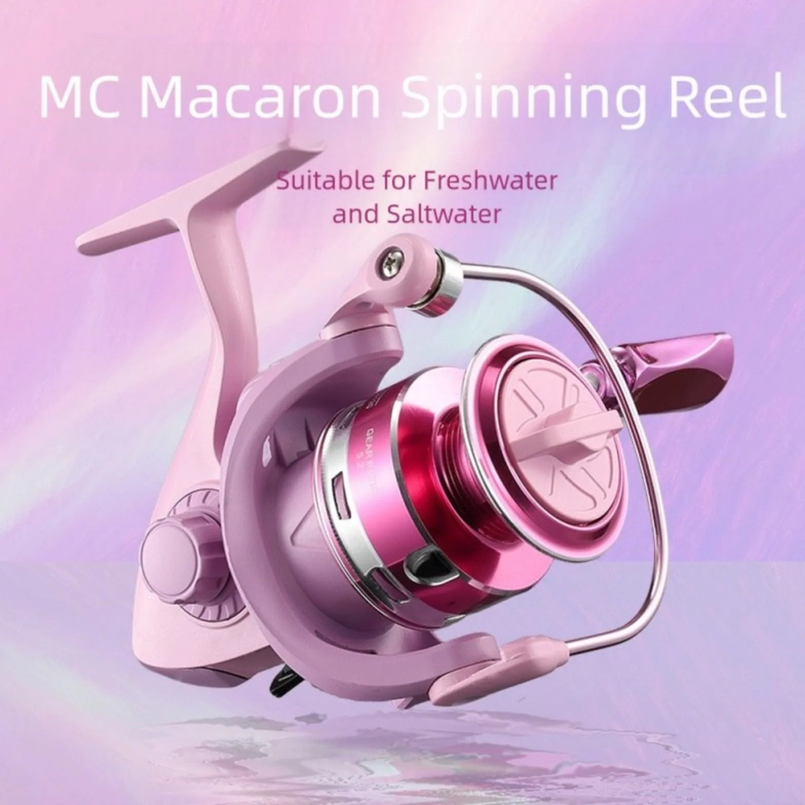 Moulinet de pêche rotatif rose 8 kg Max Drag Ligne en aluminium Coupe corps unique Construction Gauche Droite