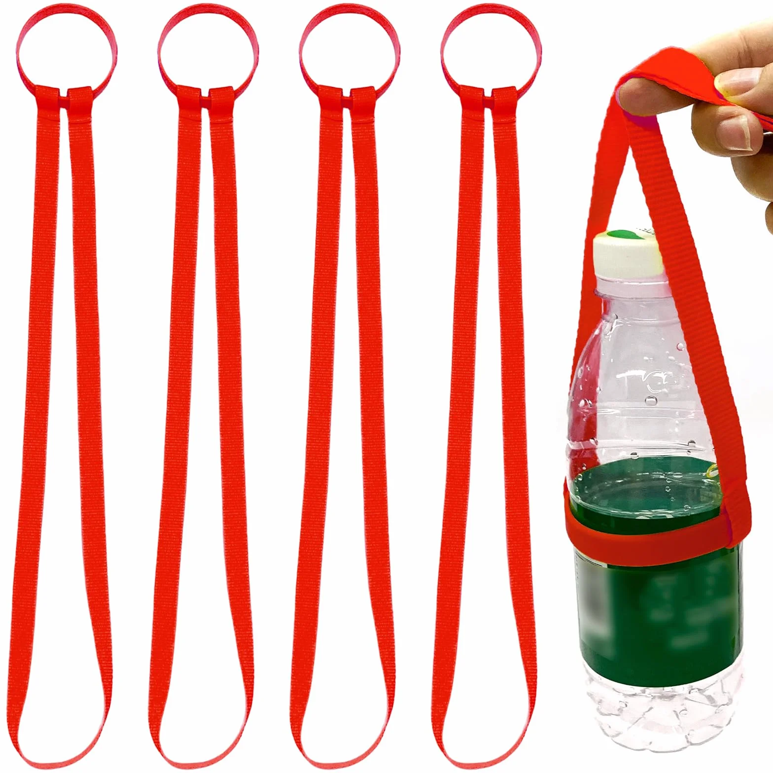 Lanière Bandoulière Mains Libres Collier Porte Gobelet Porte-Bière Porte-Boissons 4 Pièces Rouge