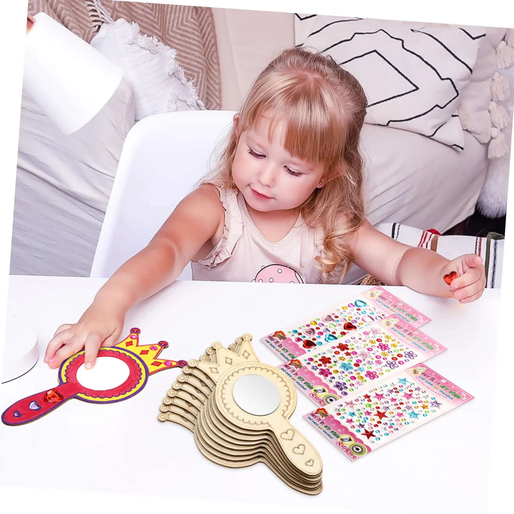 SHINEOFI Kit De Bricolage Miroirs Bois Accessoires Décoratifs Pour Activités Manuelles