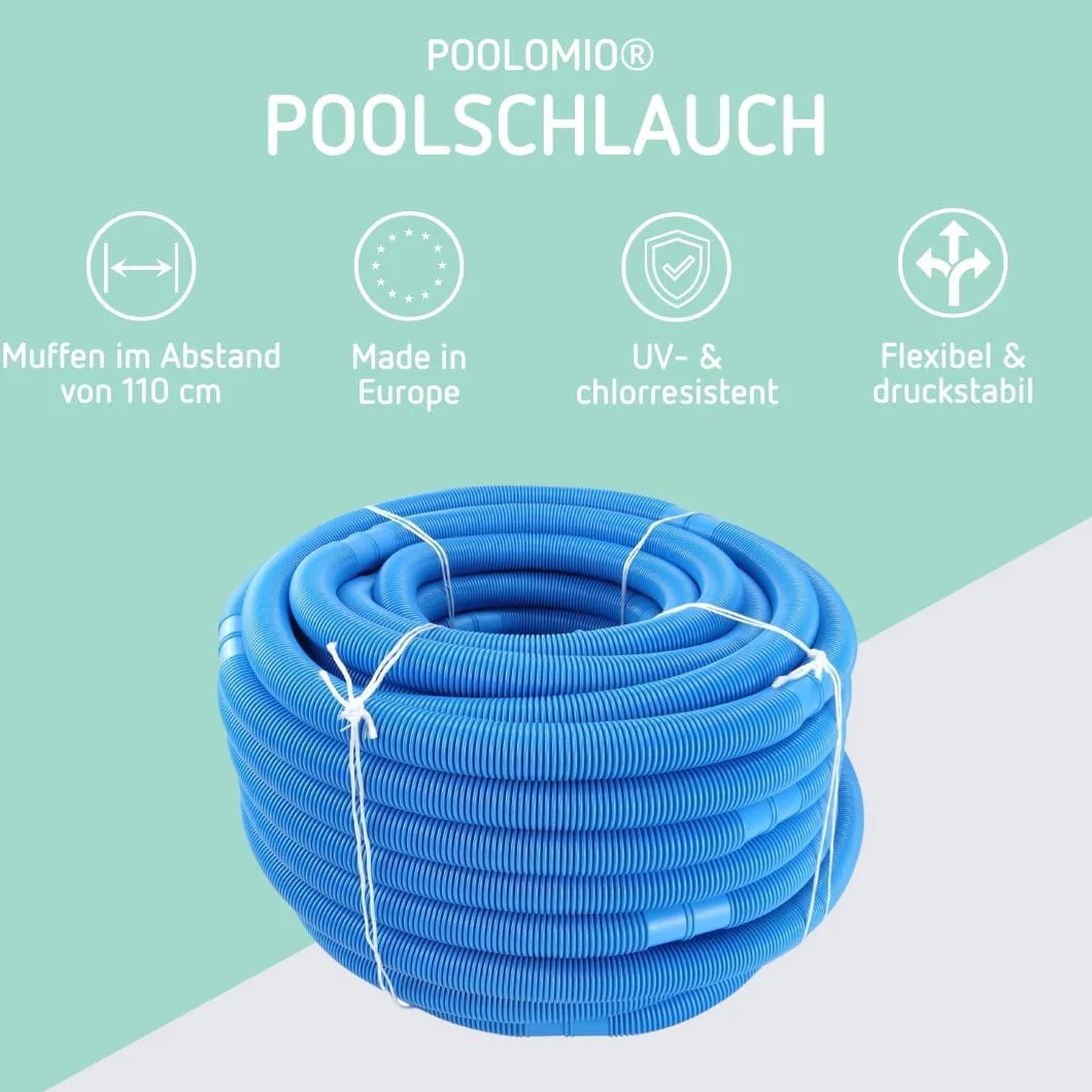 Tuyau de piscine 32 mm 6,6 m bleu résistant UV chlore pour pompe filtration