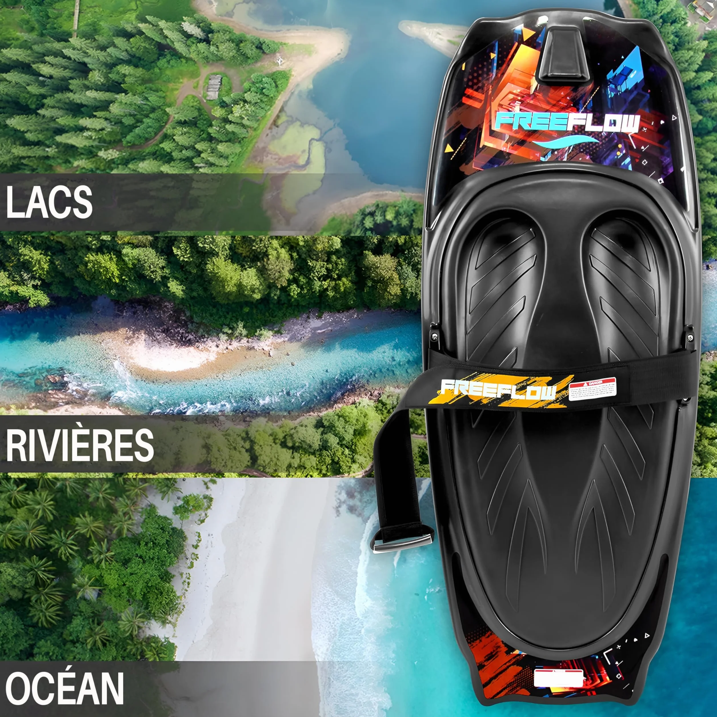 Serenelife Planche à Genoux pour Sports Nautiques , avec Crochet pour Enfants et Adultes, Planche à Genoux avec Sangle pour Bateau, Ski Nautique, Bodyboard, Surf