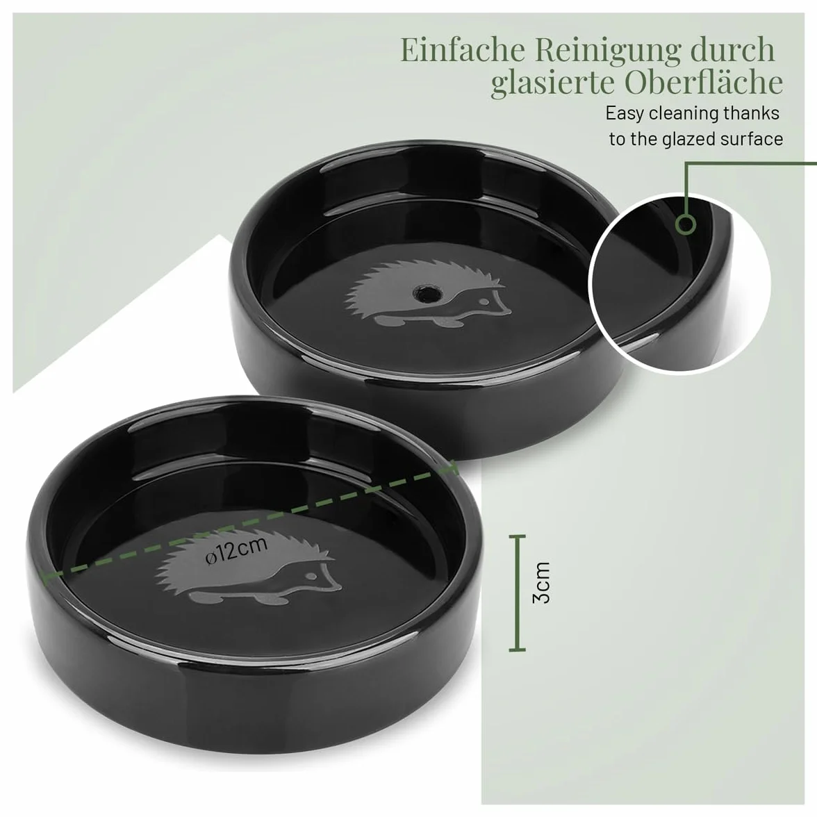 WILDLIFE HOME Mangeoire pour Hérisson 12 cm Station d'Alimentation Debout Résistant Lot de 2