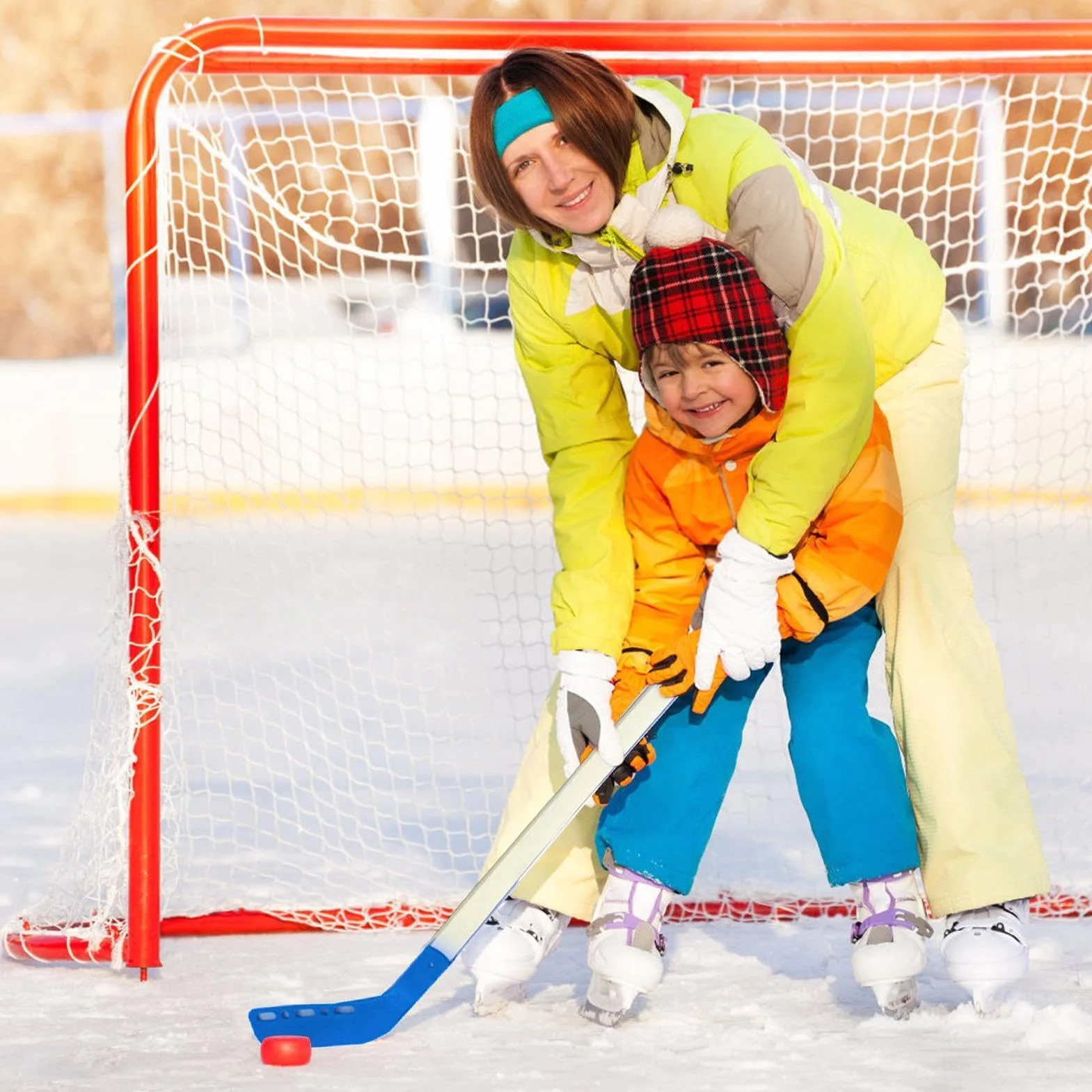 Crosse de Hockey sur Glace Bâtons de Hockey Ensemble avec Balle et Filet