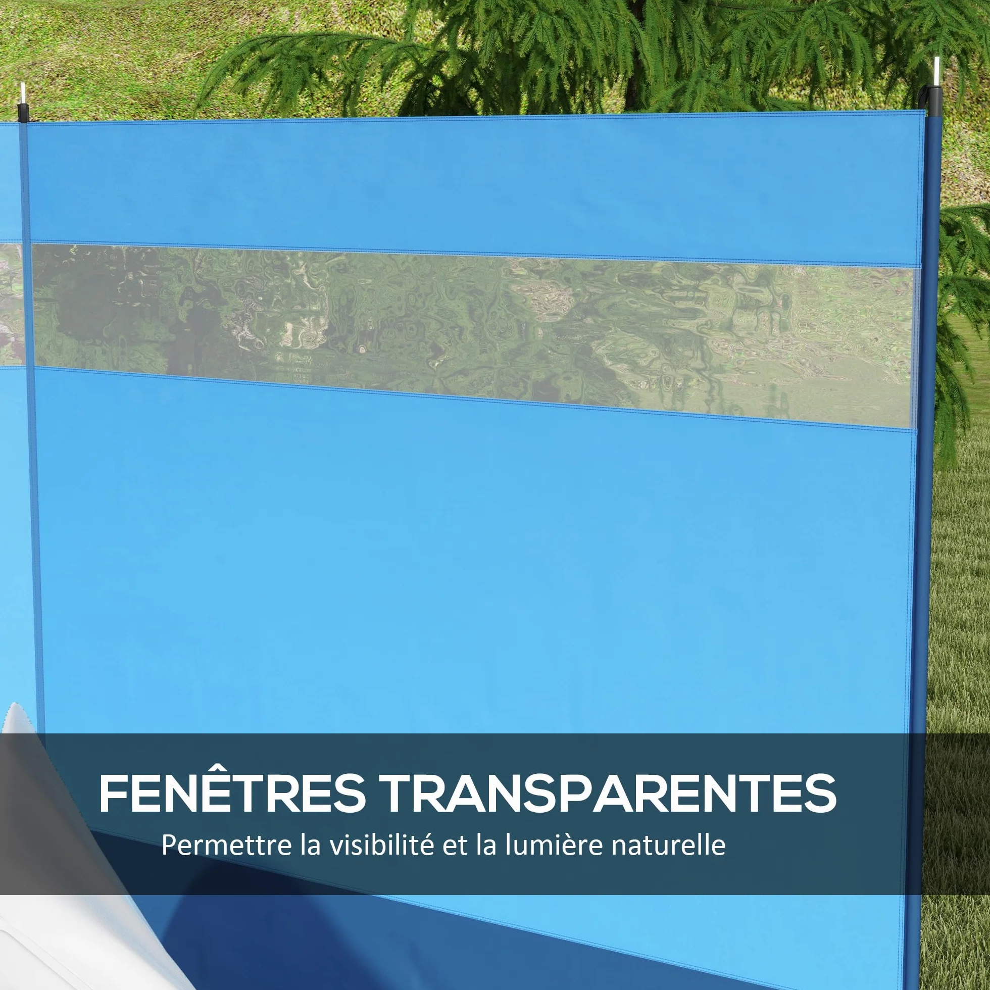 Outsunny Paravent de Camping Brise-Vent de Camping Portable Pliable avec Sac de Transport et poteaux en Acier