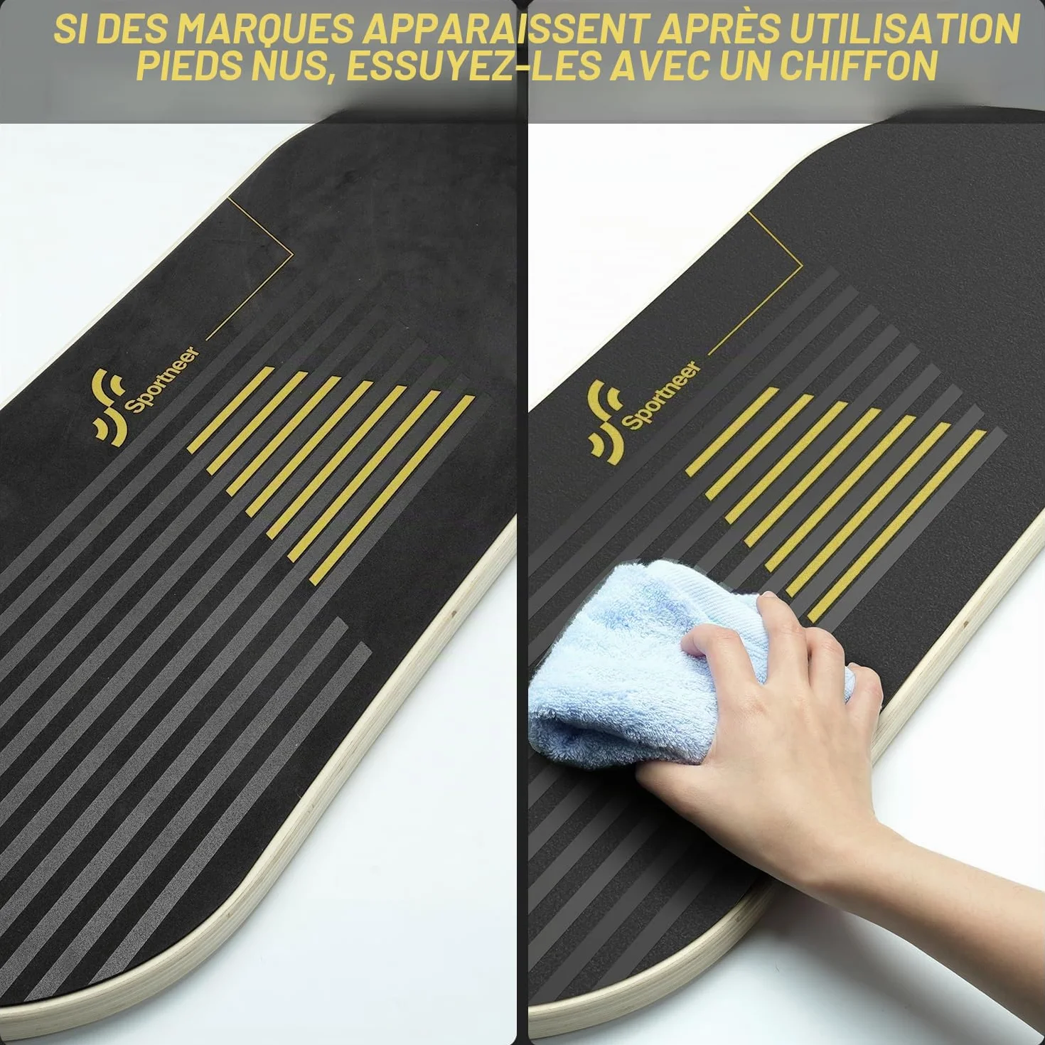 Sportneer Planche d'équilibre 7 modes avec arrêts réglables et balle 7,1 cm