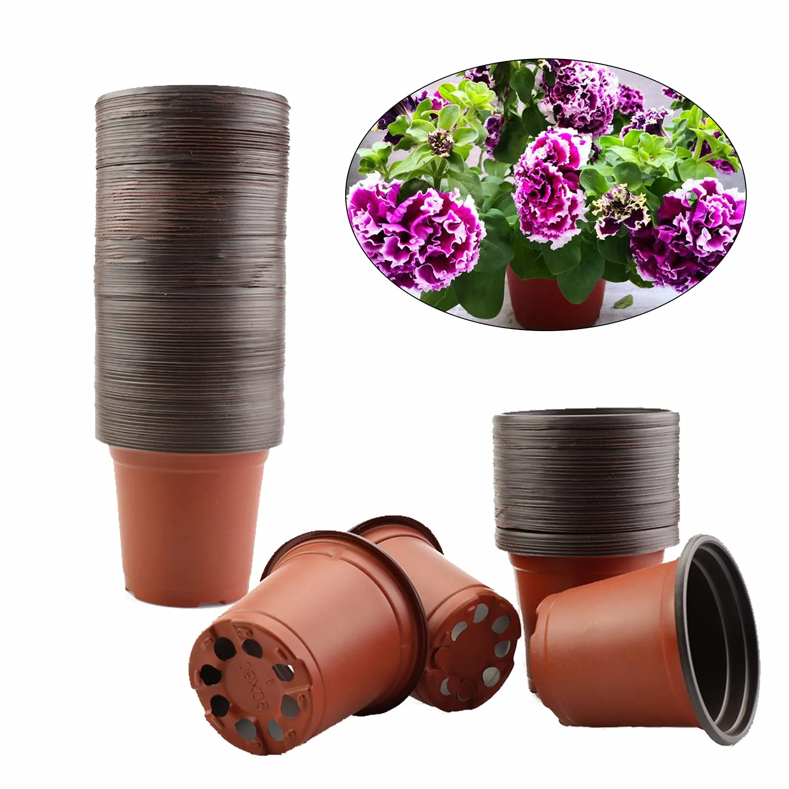 Lot de 100 pots de fleurs en plastique réutilisables 9 cm pour plantes grasses