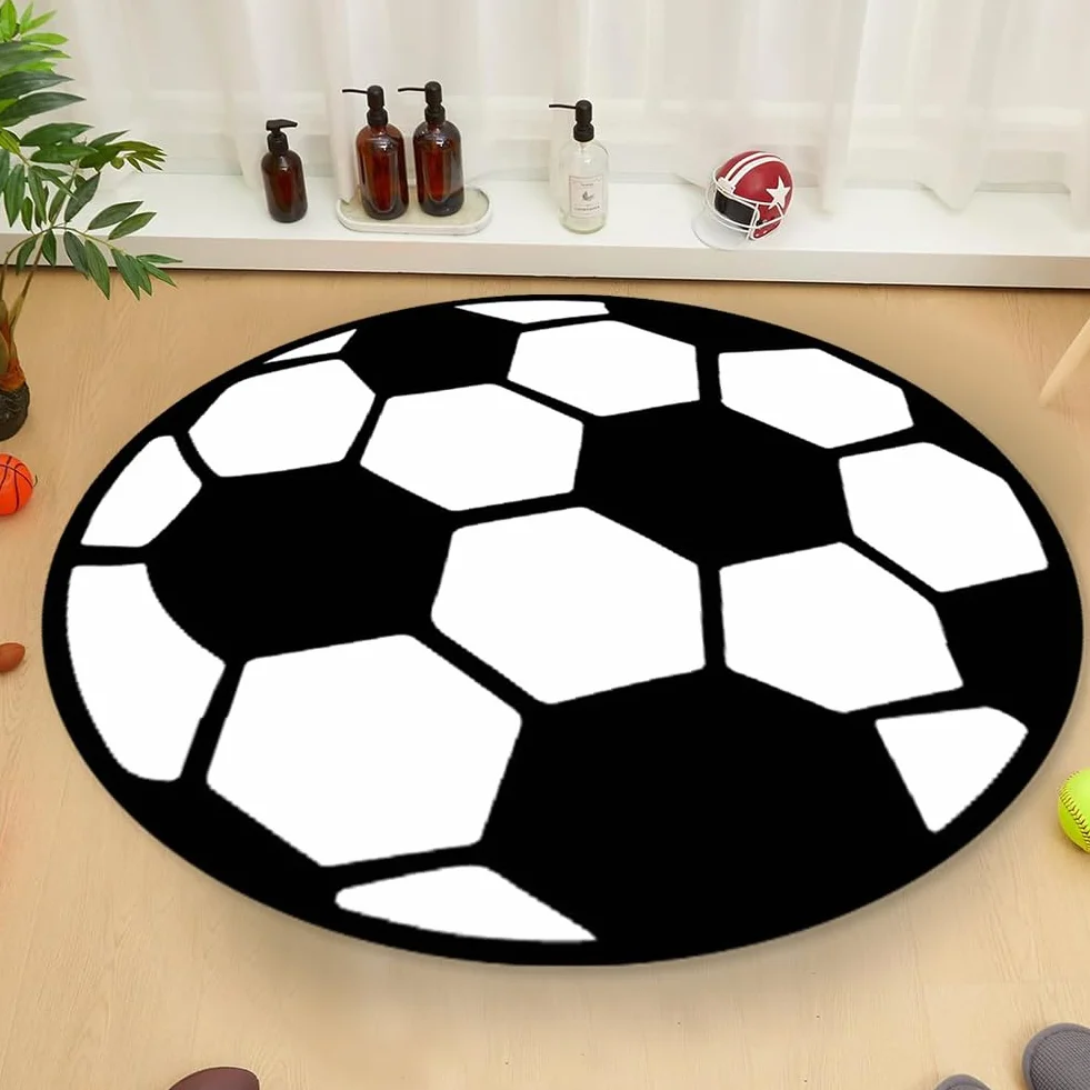 Tapis de Football Rond Antidérapant 60x60cm pour Chambre Enfants Salon