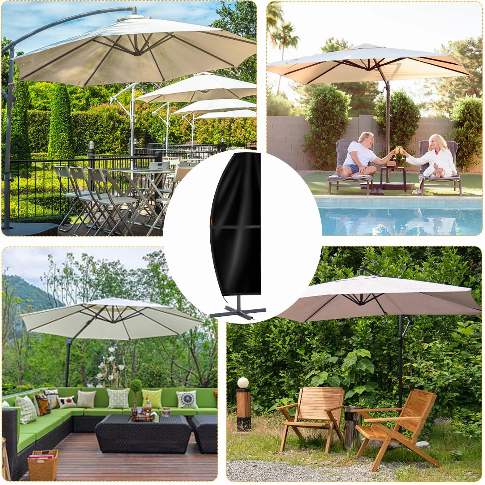 Housse Parasol Deporte 3x3 420D Oxford Imperméable avec Sac de Rangement et Perche Télescopique 265x40/70/50 cm