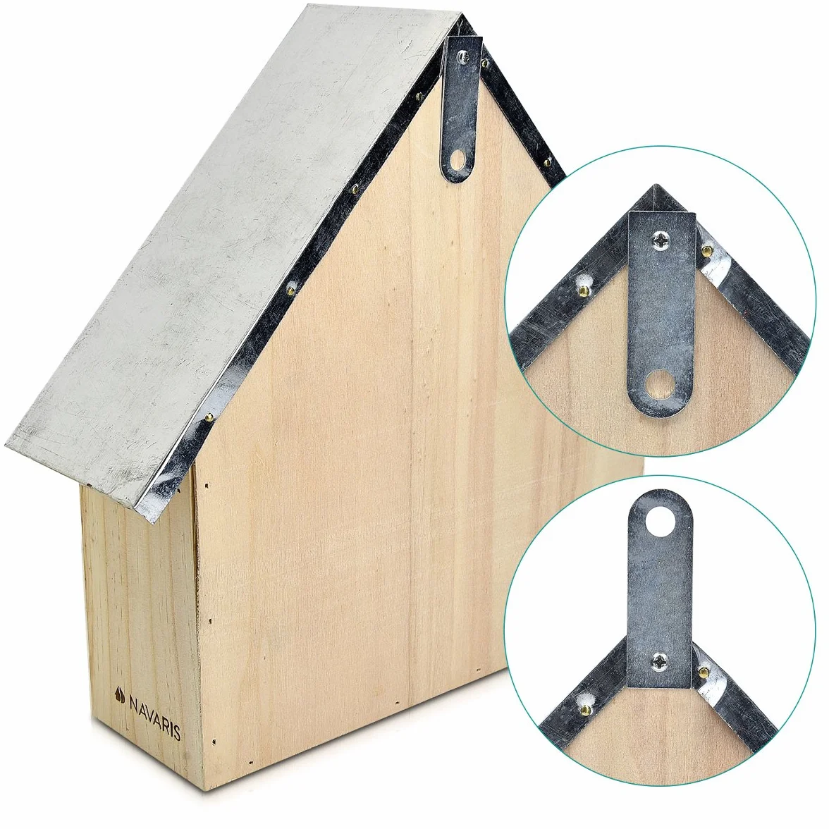 Navaris Hôtel Insecte en Bois Cabane abri Taille M 28 x 24,5 x 7,5 cm Maisonnette Refuge Abeille Coccinelle Papillon