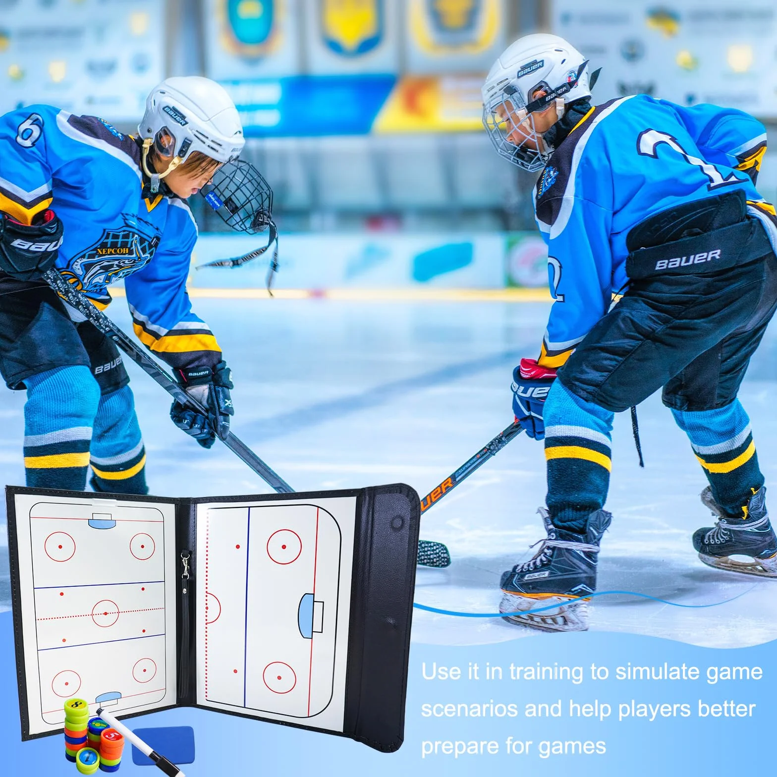 Joyeee Tableau Blanc Tactique Hockey sur Glace avec Marqueur Effaçable à Sec