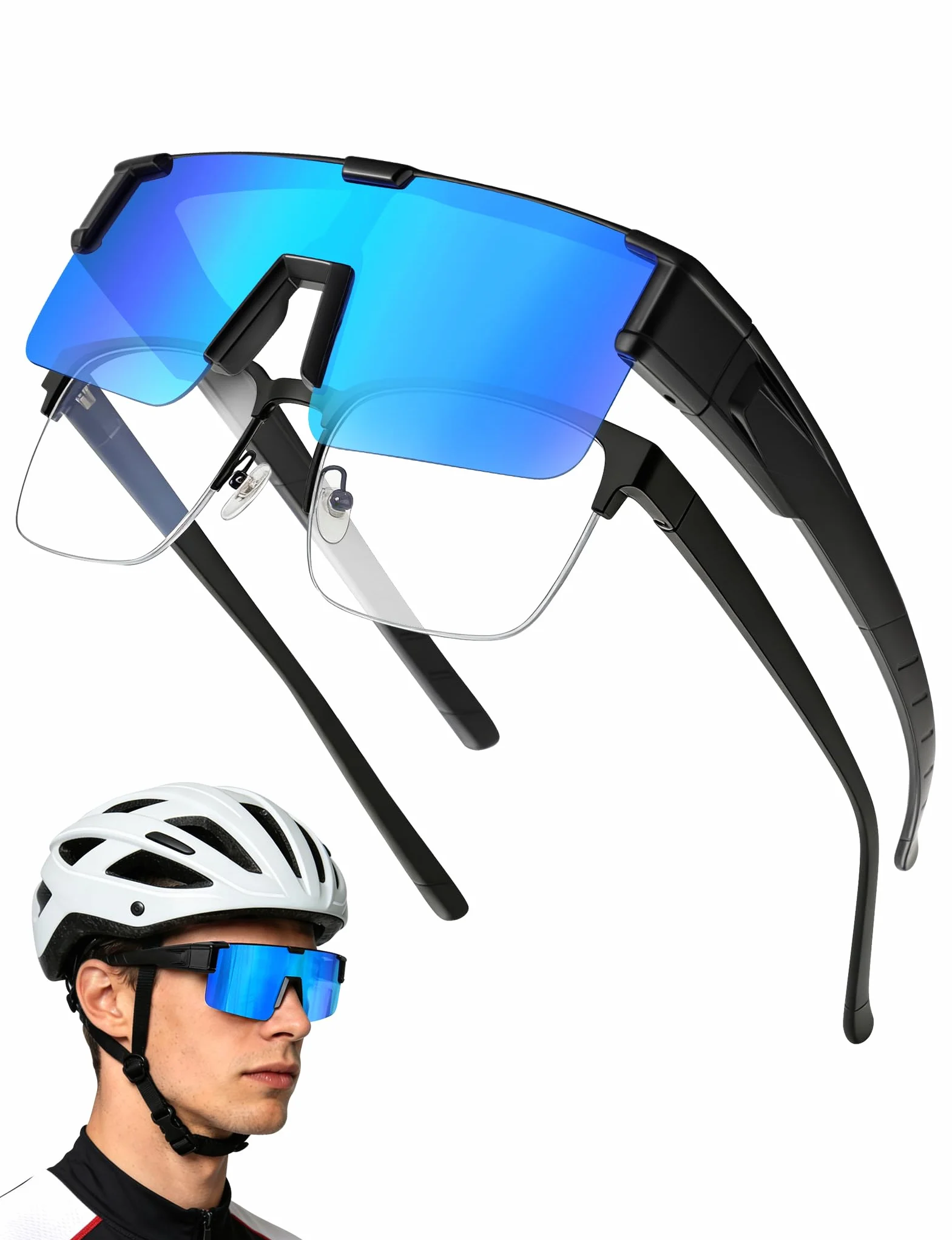MELLIEX Surlunettes de Soleil, Lunette Velo Homme Lunettes de Soleil Femme Polarisées Protection UV400 Super léger TR90 Cadre pour Conduite Cyclisme Sport et Loisirs