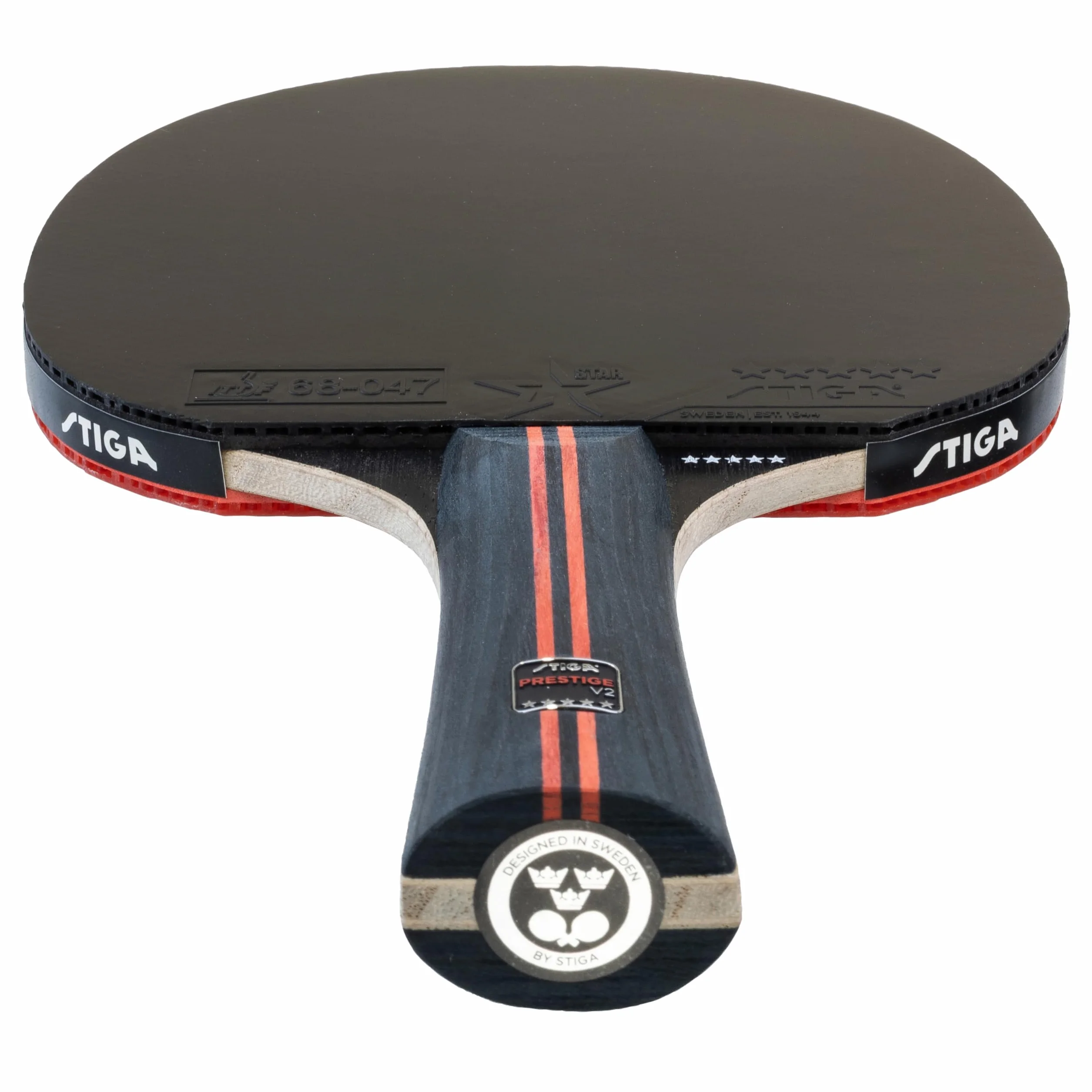 STIGA Raquette de Tennis de Table Prestige V2 – Raquette 5 Étoiles Offensif, Haute Vitesse, Bois 5 Plis, Manche Concave, Technologies ACS & WRB, Revêtement ITTF Star 5, Mousse 2,0 mm