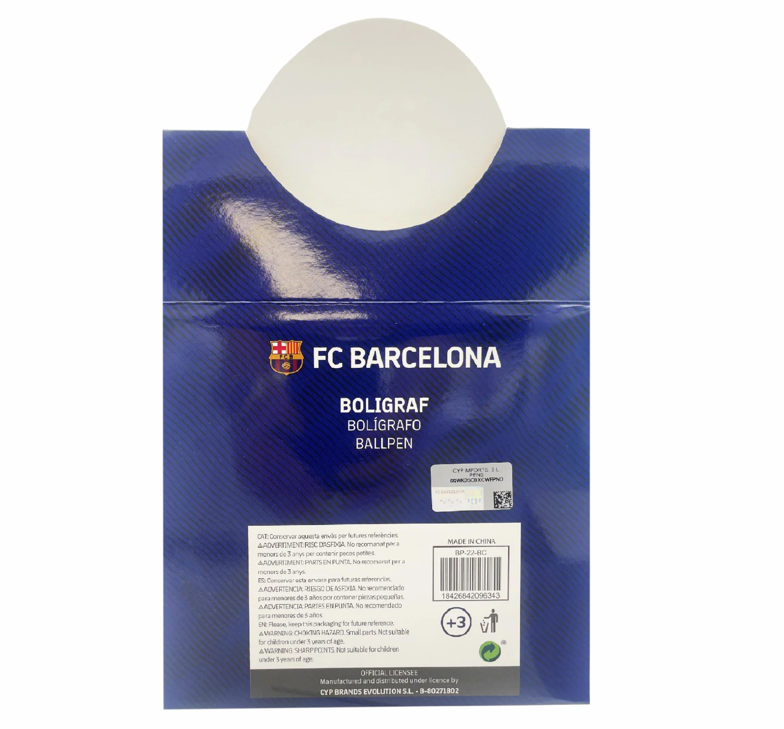 CYPBRANDS FC Barcelona Stylo à bille métal rouge motif bouclier BP-22-BC