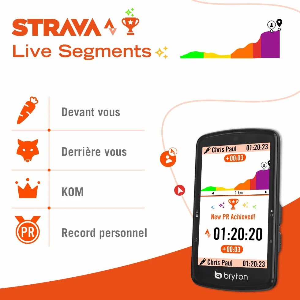 Bryton Rider S810 Compteur GPS Vélo avec écran Couleur 3,5" en Verre incurvé 2,5D, autonomie 50 h, Carte Europe Hors Ligne, Navigation Virage par Virage, Ant+/BLE, Segments Strava Live