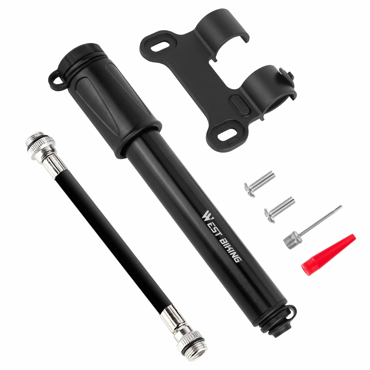 Mini pompe à vélo, petite pompe à vélo avec tuyau, pompe à roue en aluminium avec support de cadre, petite pompe à air haute pression, mini pompe à main pour vélo de route, VTT