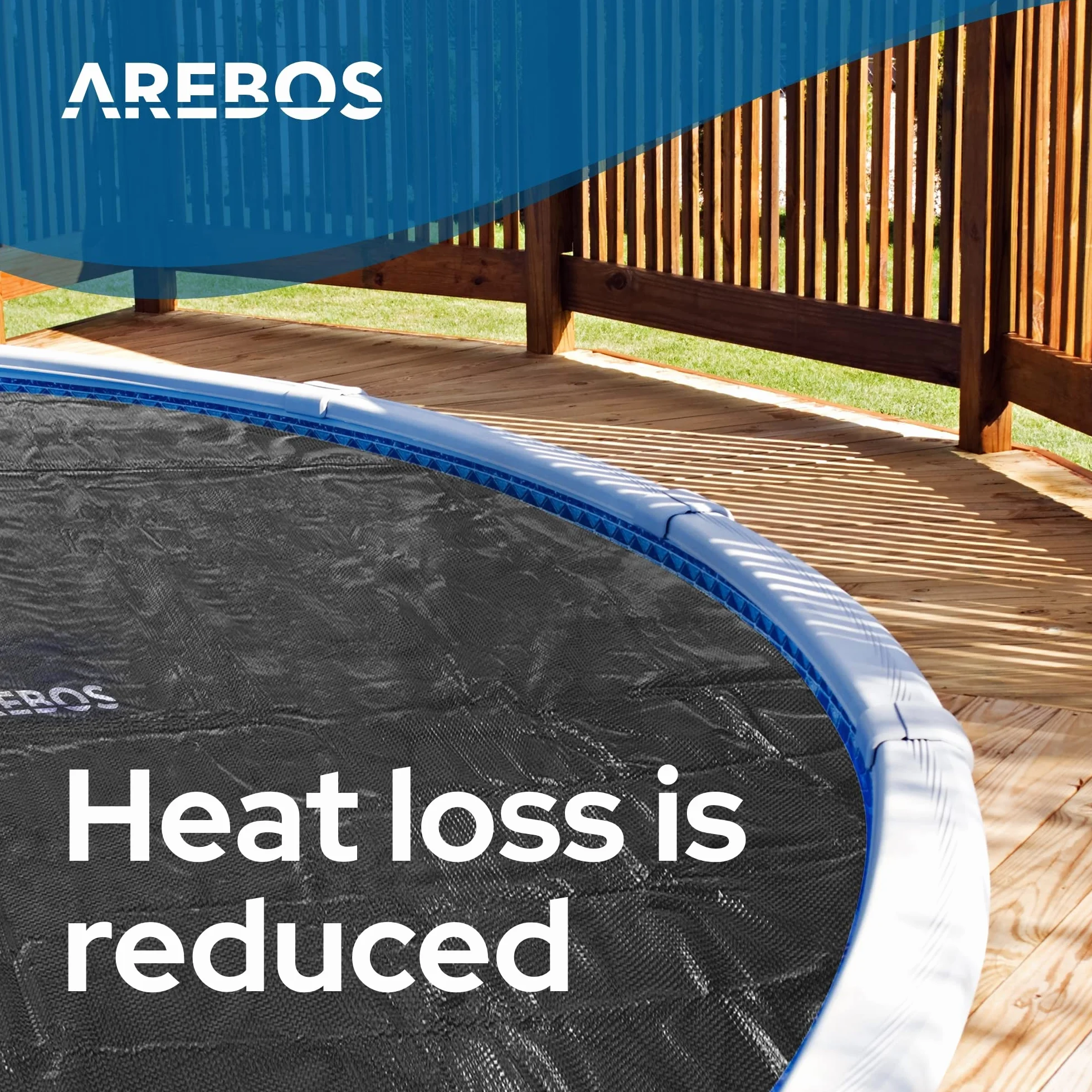 Arebos Bâche Solaire Piscine Ø 3,66 m Épaisseur 120 µm Noir Rouleau Découpable Chauffage Protection Eau